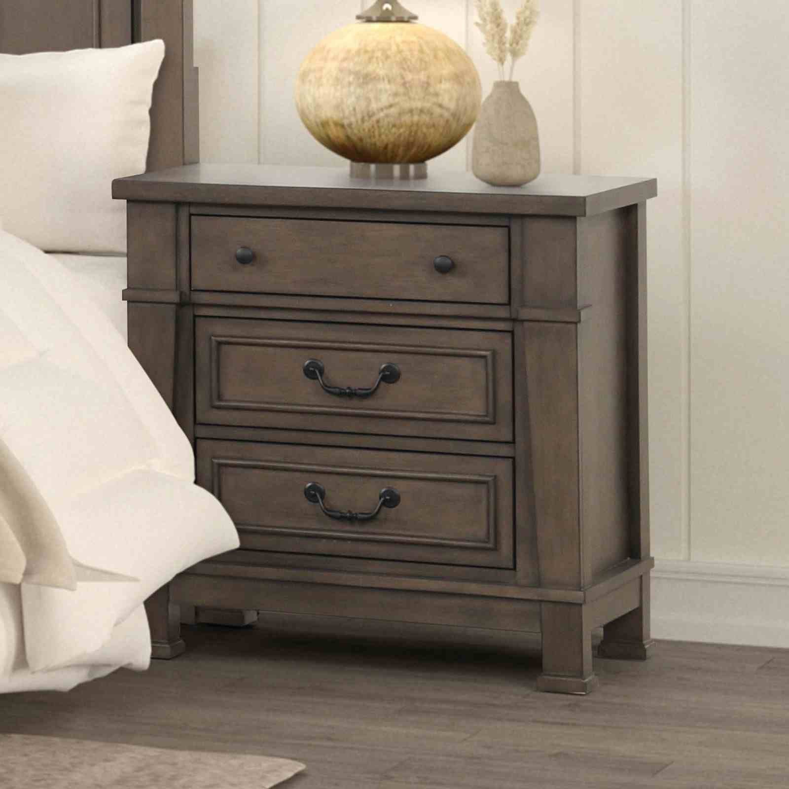 Huddersfield Nightstand W/ USB, Dark Walnut