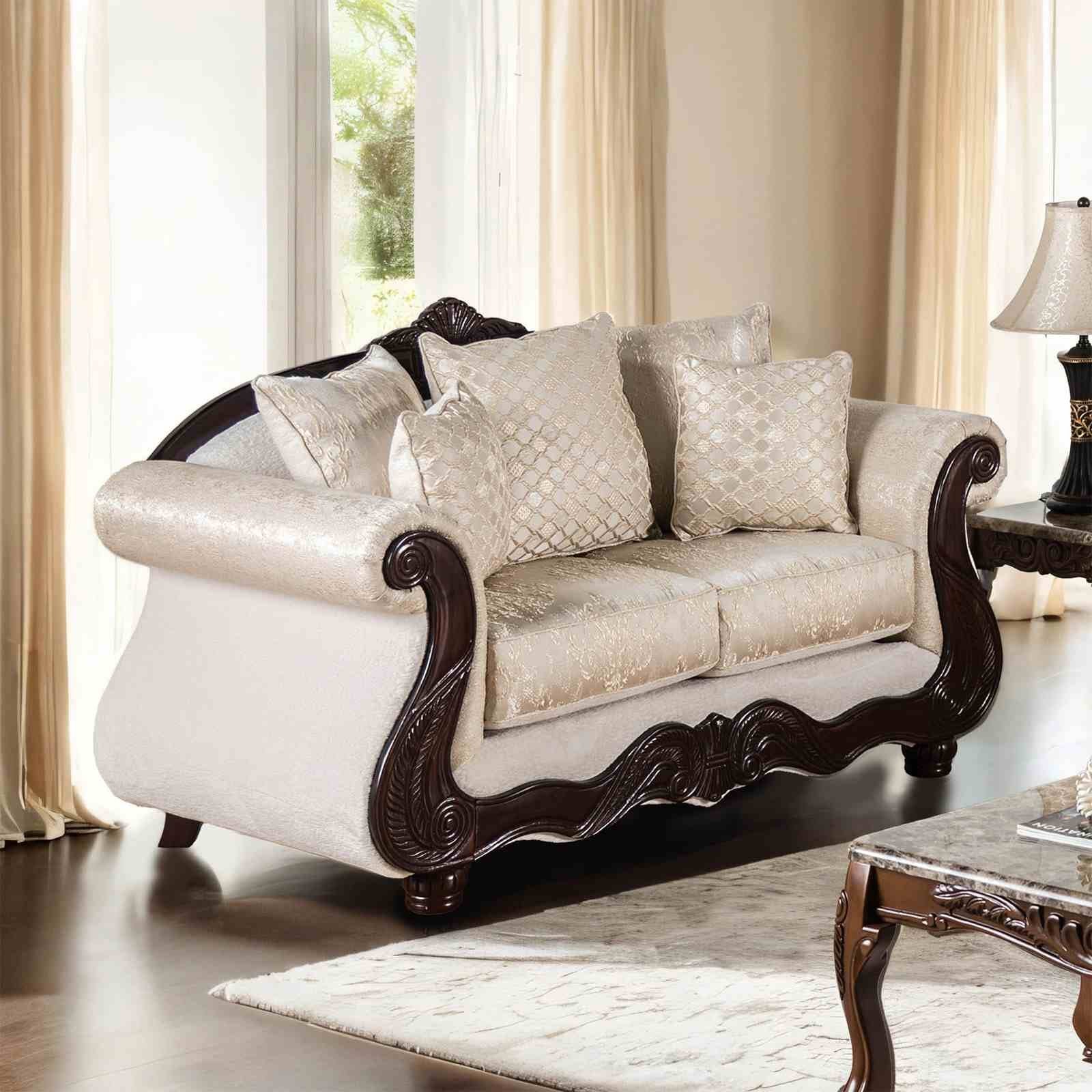 Huelva Loveseat, Beige/Dark Cherry