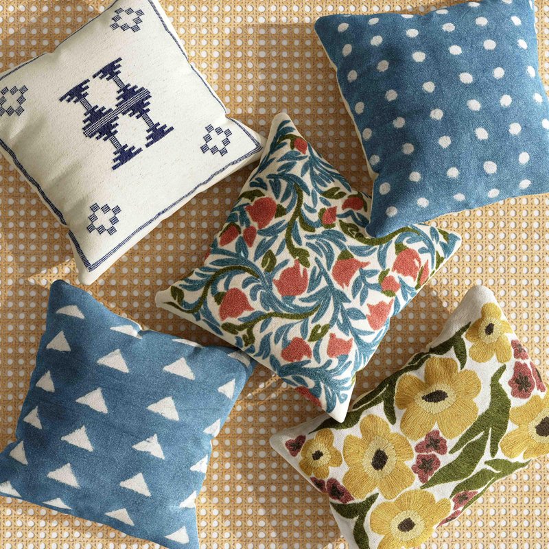 Indigo Dots Cotton 20 inch Square Accent Pillow - Image 10