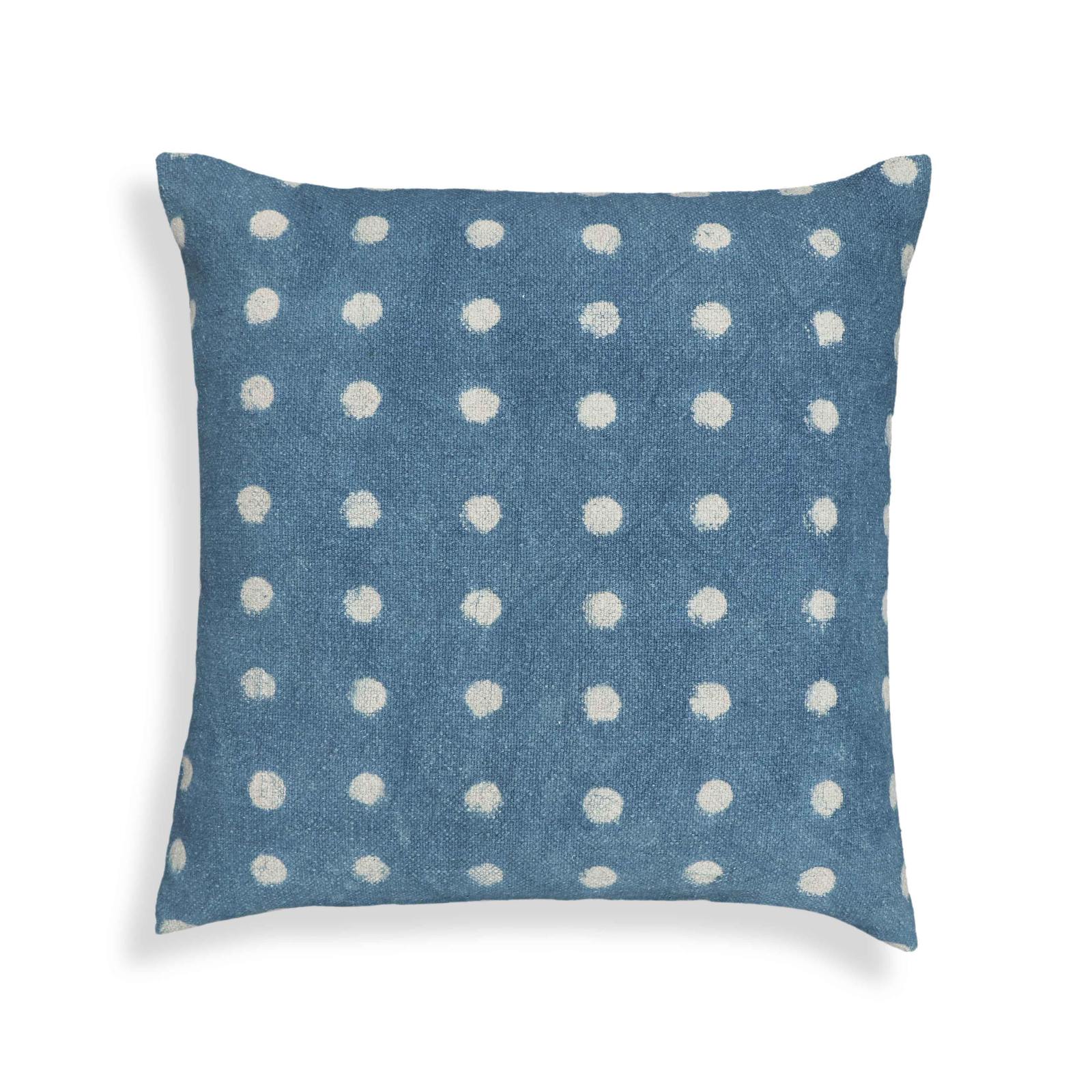 Indigo Dots Cotton 20" Square Accent Pillow - COVER