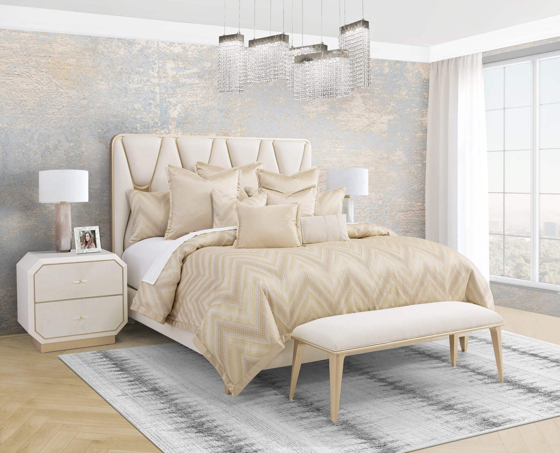 Infinity 10-Piece King Duvet Set - Gold - Image 2