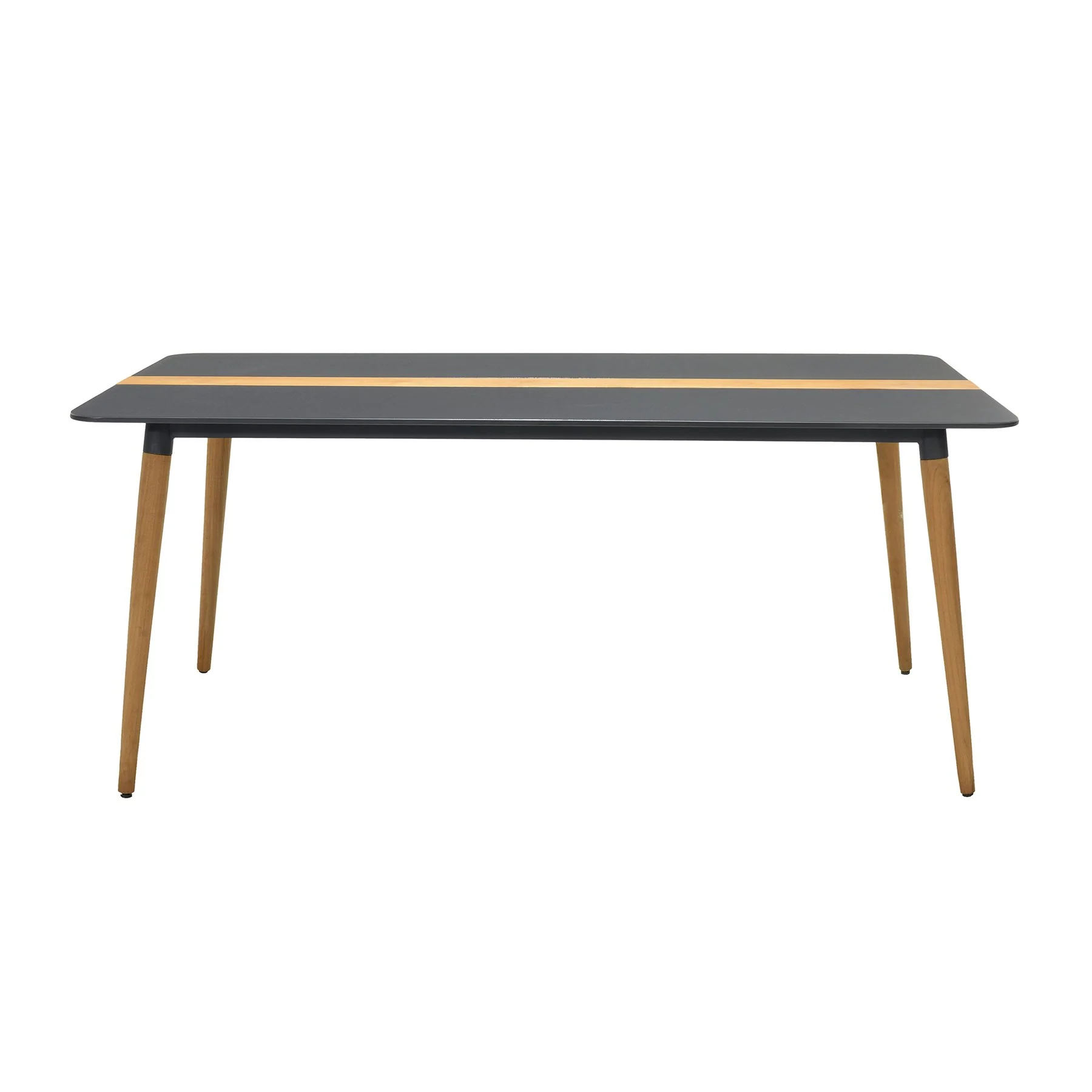 Ipanema Outdoor Aluminum Dining Table in Dark Gray with Natural Teak Wood Accent - Image 2