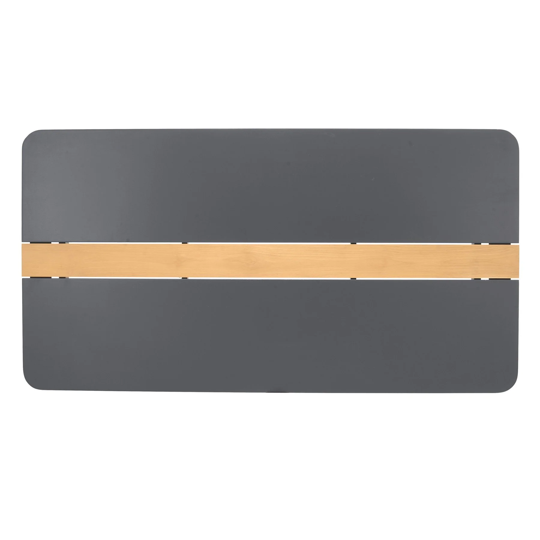 Ipanema Outdoor Aluminum Dining Table in Dark Gray with Natural Teak Wood Accent - Image 4