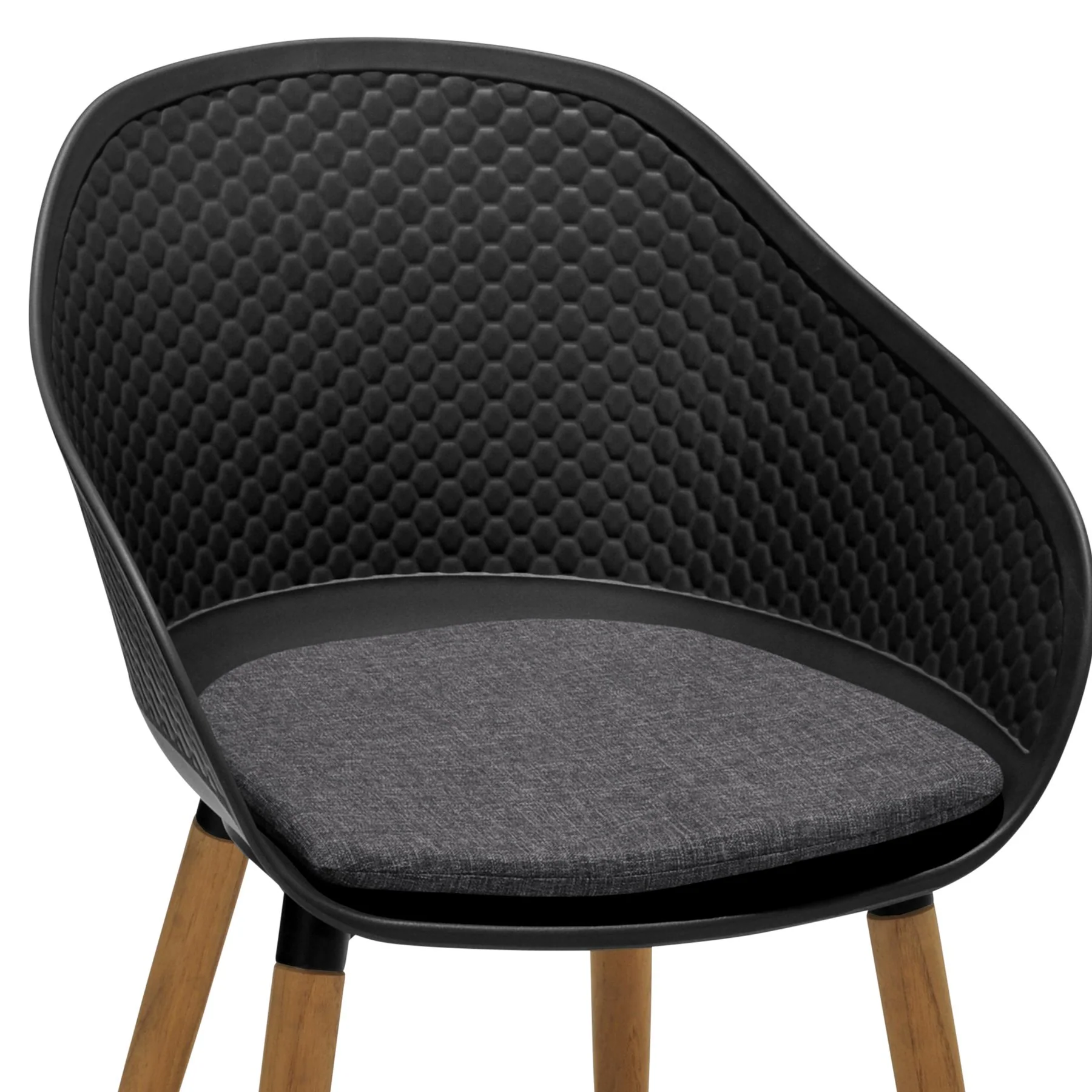 Ipanema Outdoor Dining Chair with Teak Legs and Dark Gray Olefin - Set of 2 - Image 5