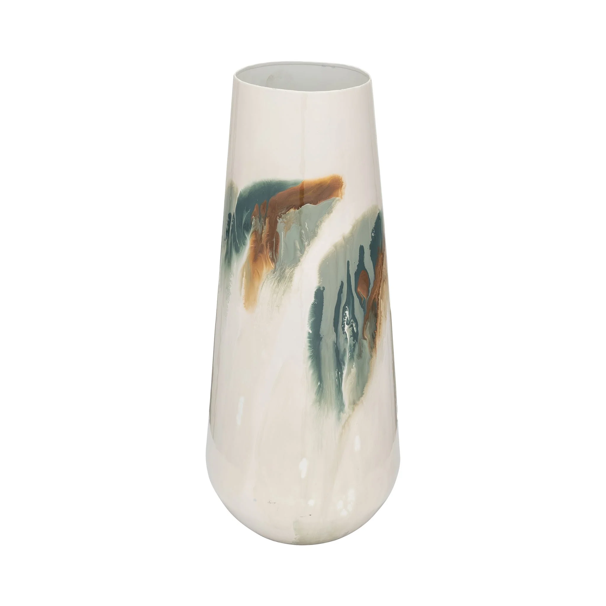 Iron,17"h,colored Stained Vase,white
