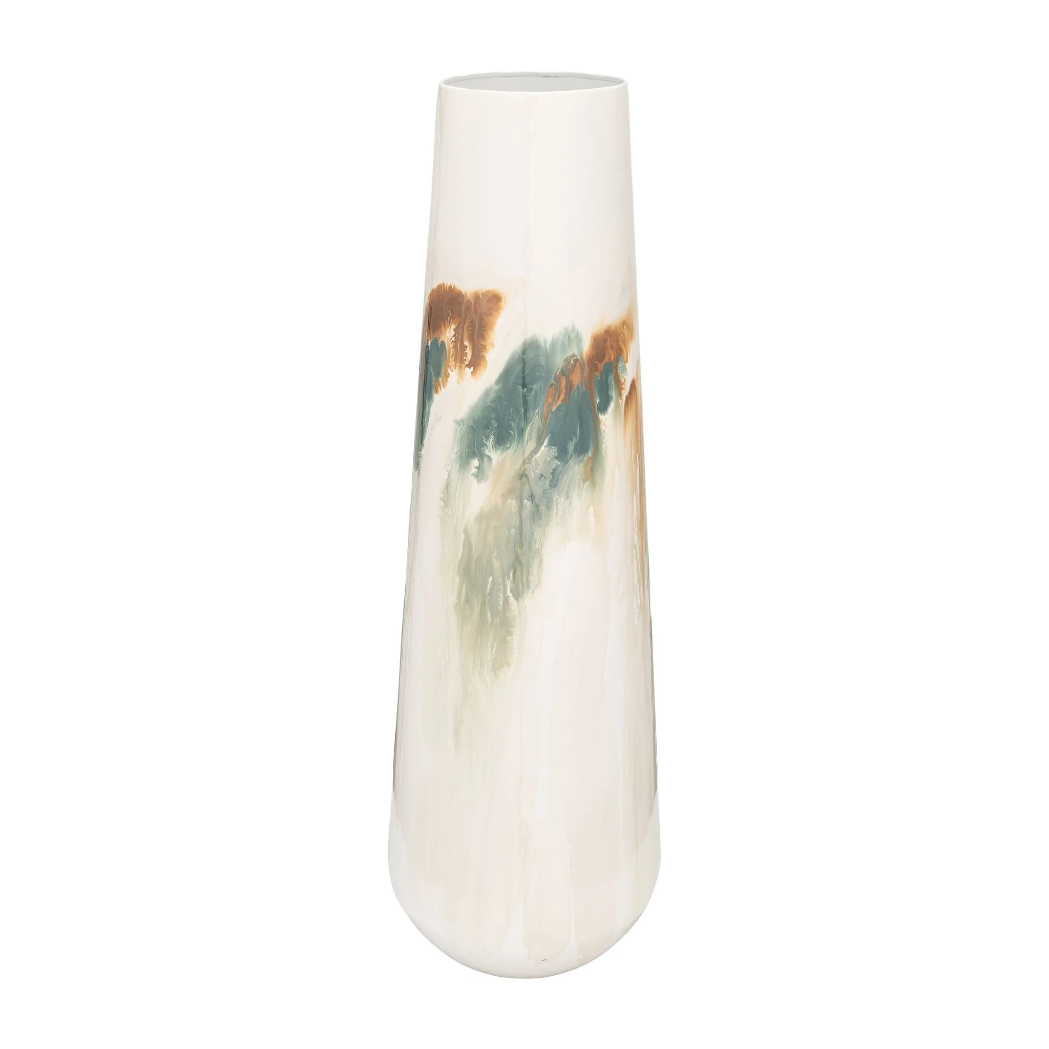 Iron,23"h,colored Stained Vase,white