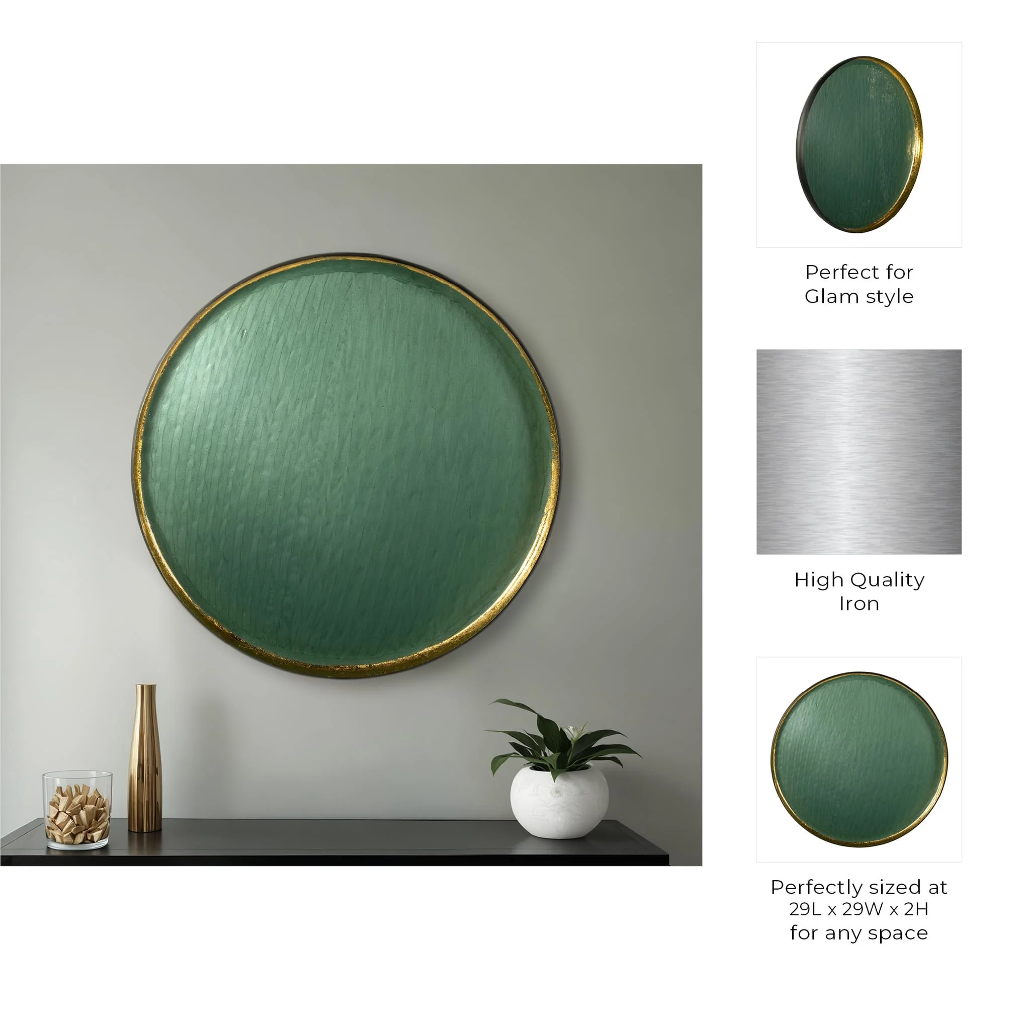 Iron, 29"circle Wall Deco,blue - Image 8
