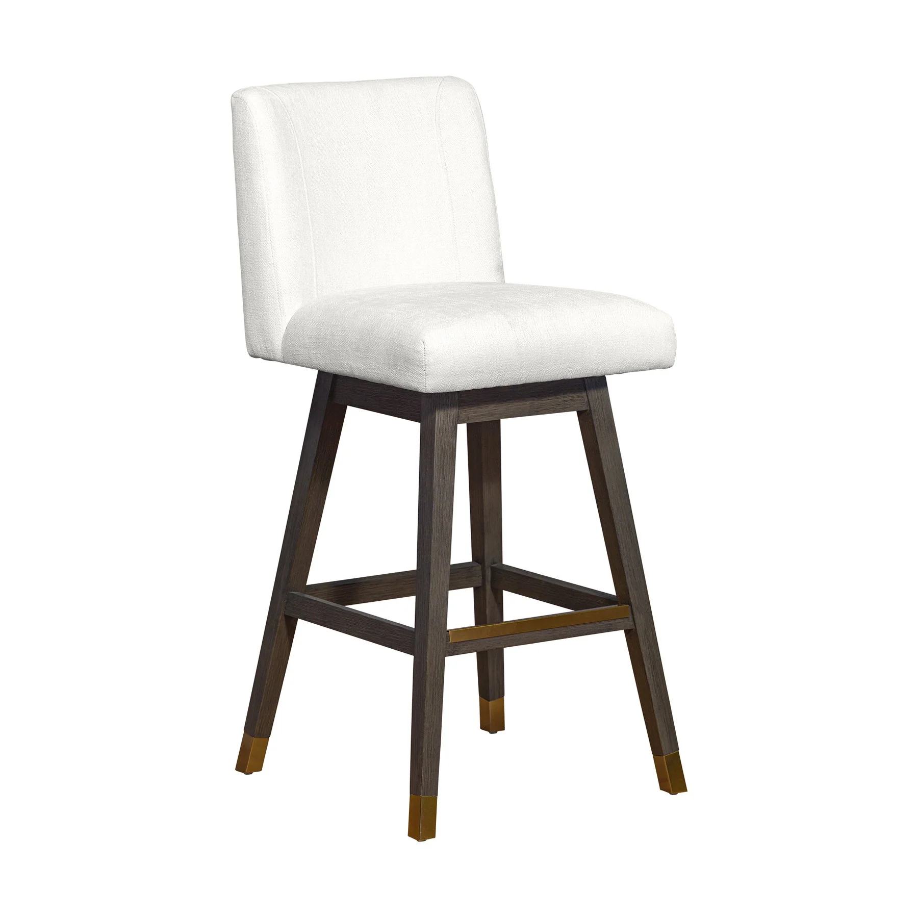 Isabella Swivel Bar Stool in Gray Oak Wood Finish with Pearl Fabric