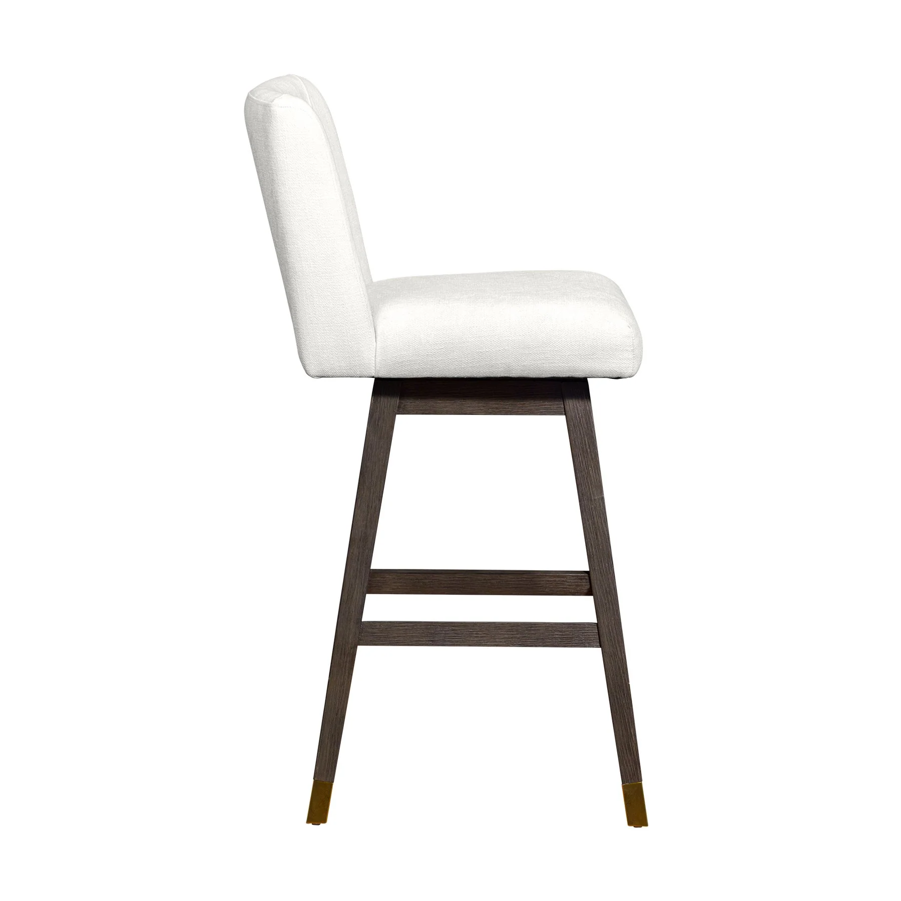 Isabella Swivel Bar Stool in Gray Oak Wood Finish with Pearl Fabric - Image 4