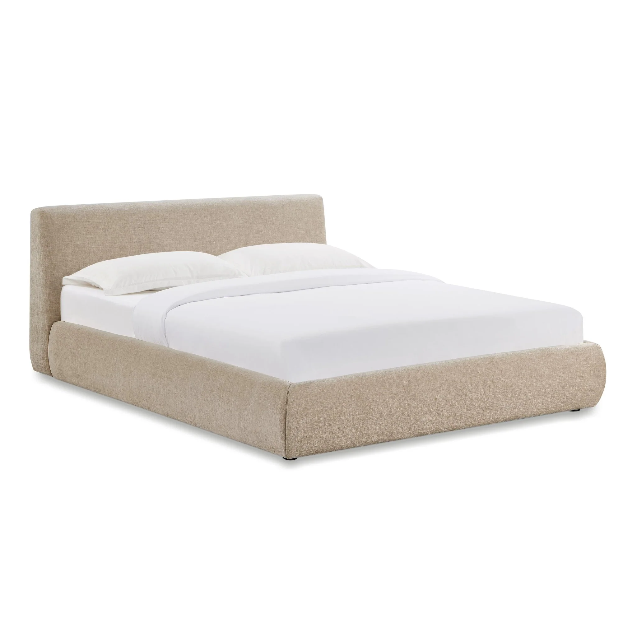Isla Taupe Textured Velvet Queen Bed