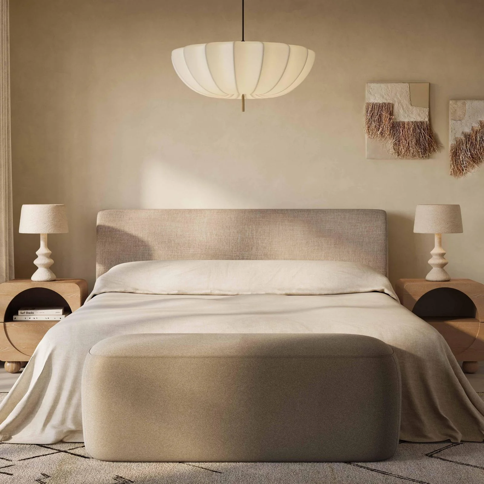 Isla Taupe Textured Velvet Queen Bed - Image 2