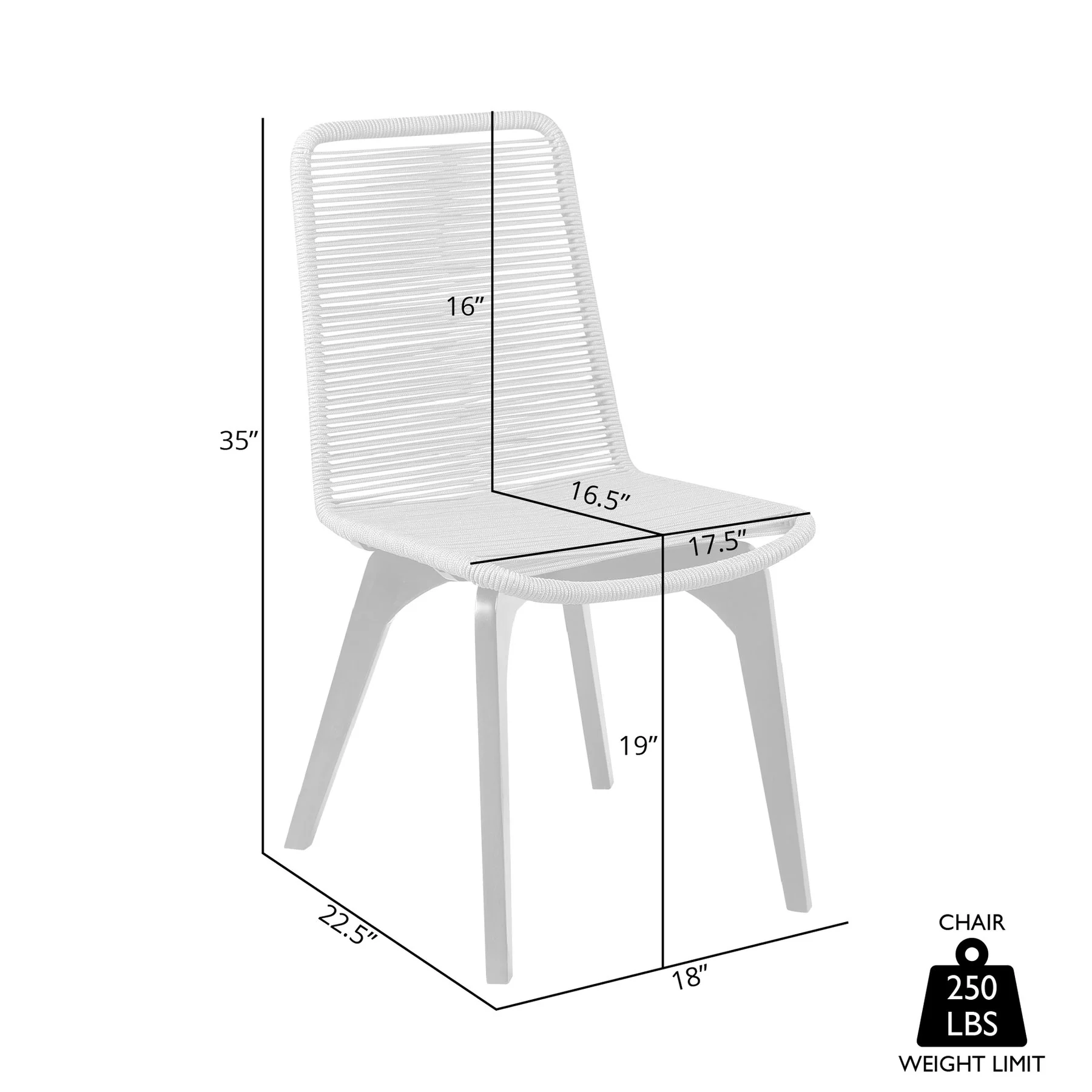 Island Outdoor Light Eucalyptus Wood and Gray Rope Dining Chairs - Set of 2 - Image 7
