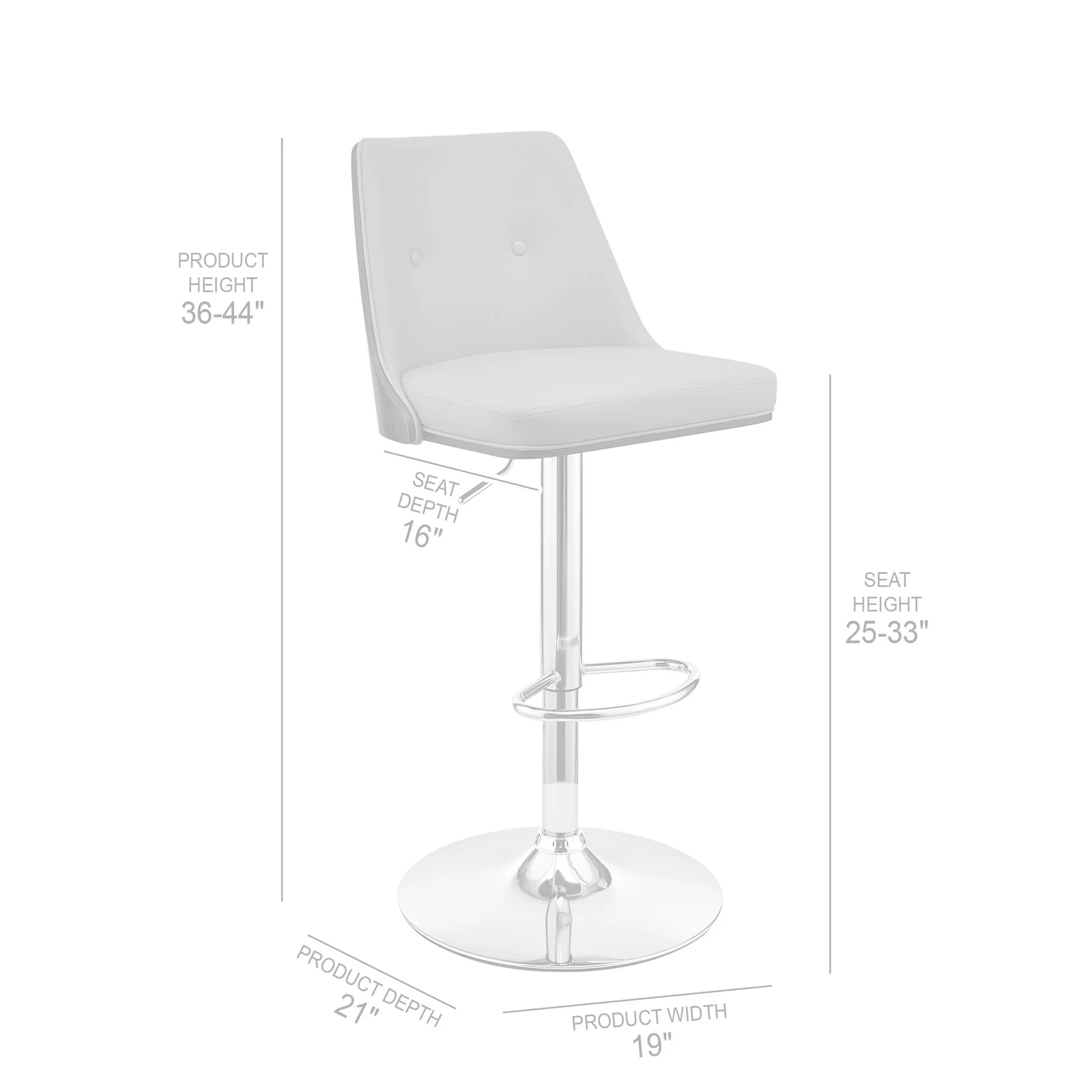 Jacob Adjustable Swivel Black Faux Leather and Walnut Wood Bar Stool with Chrome Base - Image 9