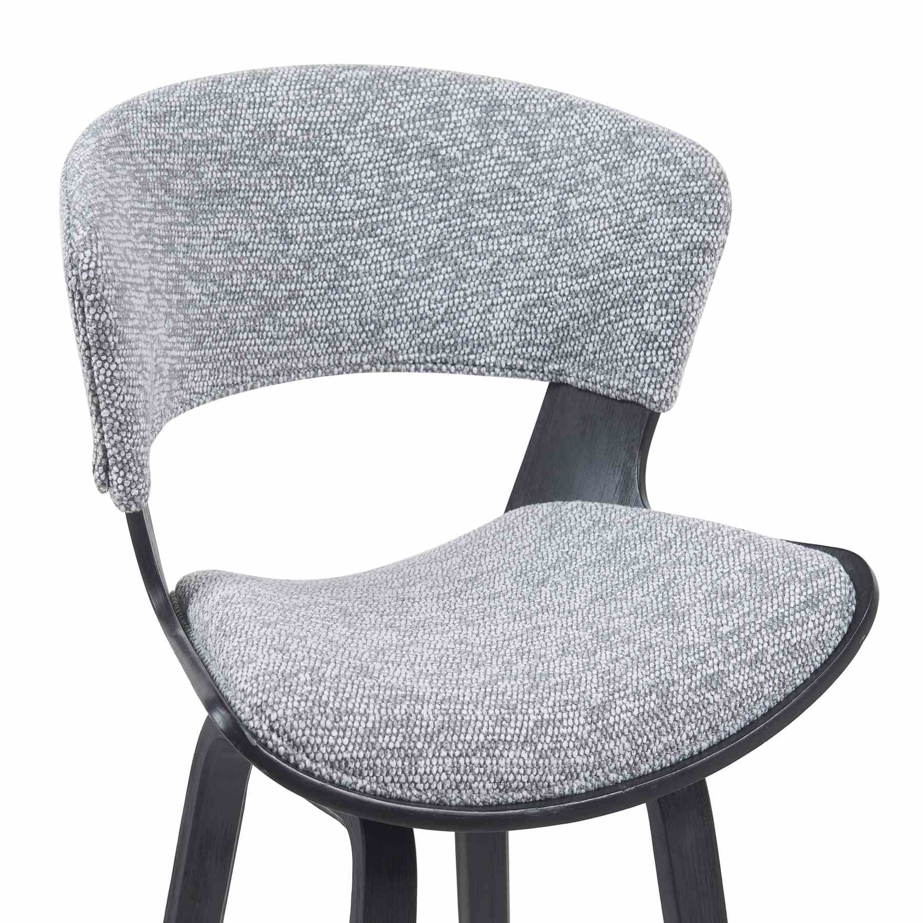 Jagger Modern Counter Height Bar Stool in Black Brushed Wood Veneer with Gravel Grey Upholstered Seat - Image 4