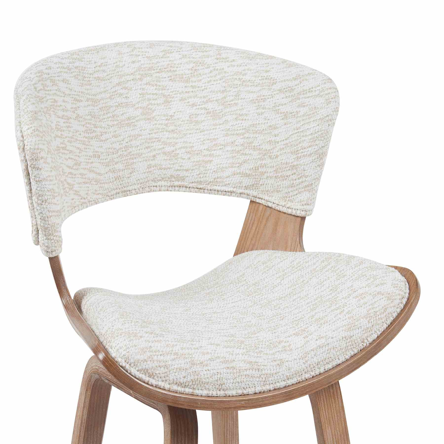 Jagger Modern Counter Height Bar Stool in White Wash Finish with Oatmeal Upholstered Seat - Image 4