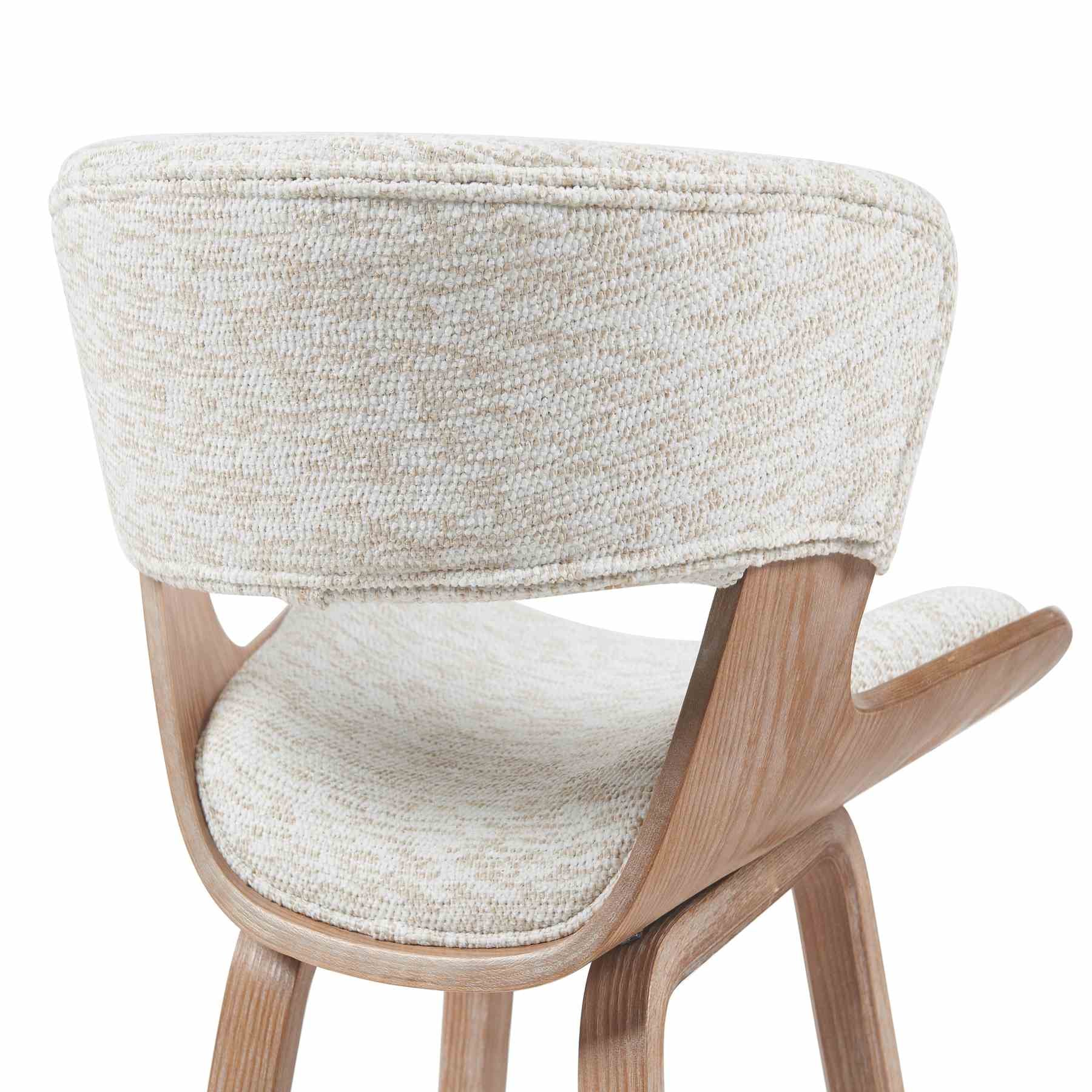 Jagger Modern Counter Height Bar Stool in White Wash Finish with Oatmeal Upholstered Seat - Image 5