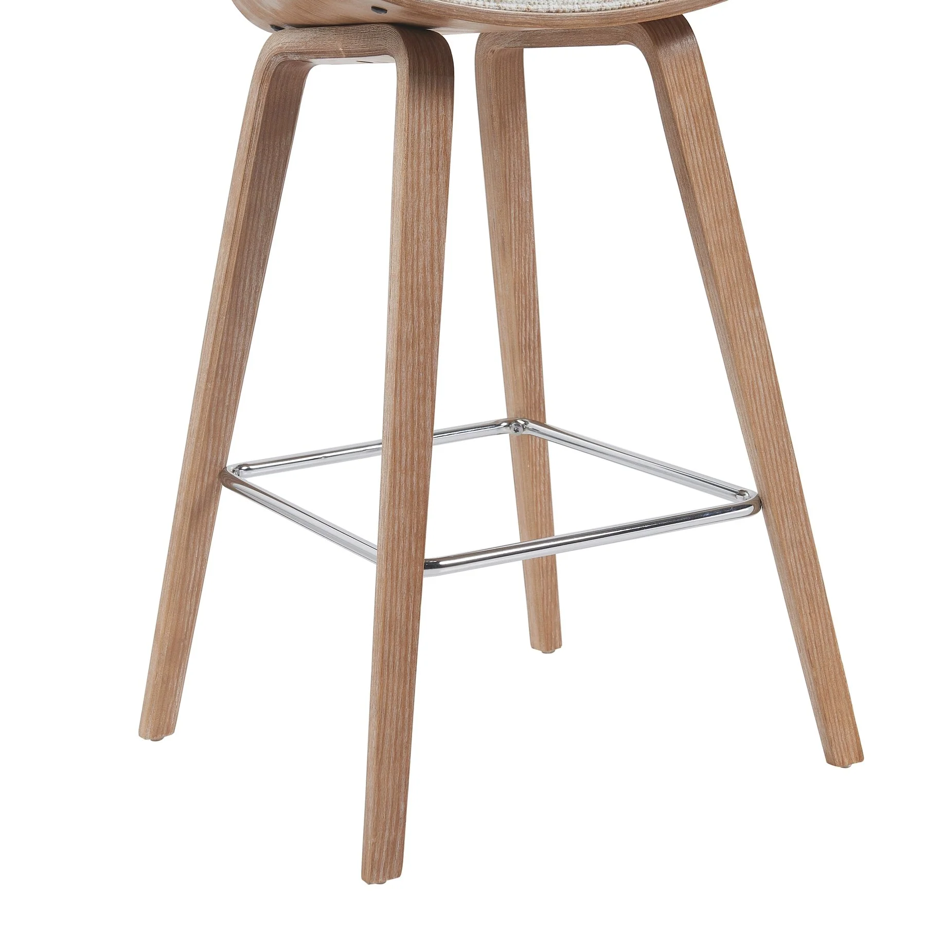 Jagger Modern Counter Height Bar Stool in White Wash Finish with Oatmeal Upholstered Seat - Image 6