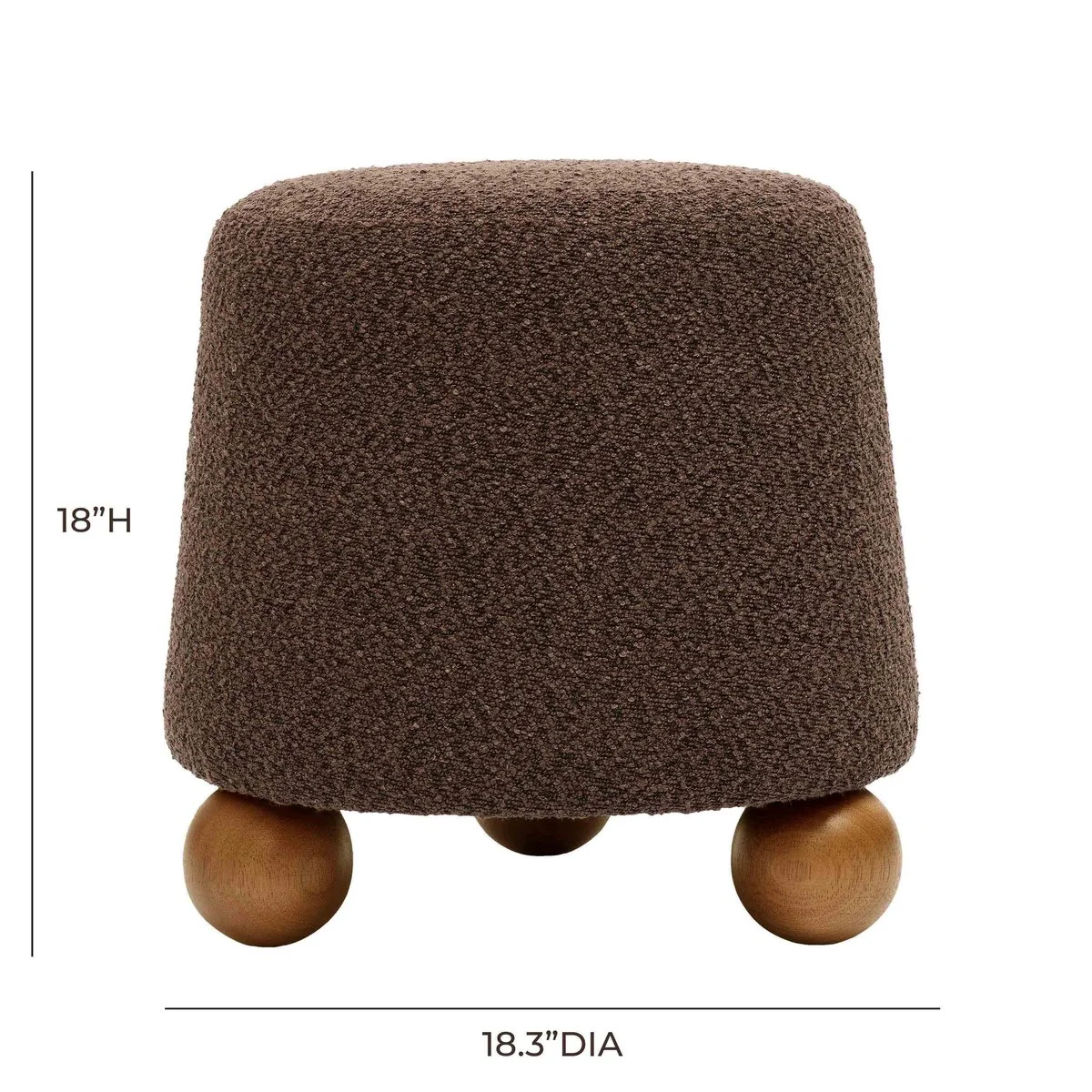 Jaine Chocolate Brown Boucle Stool - Image 5