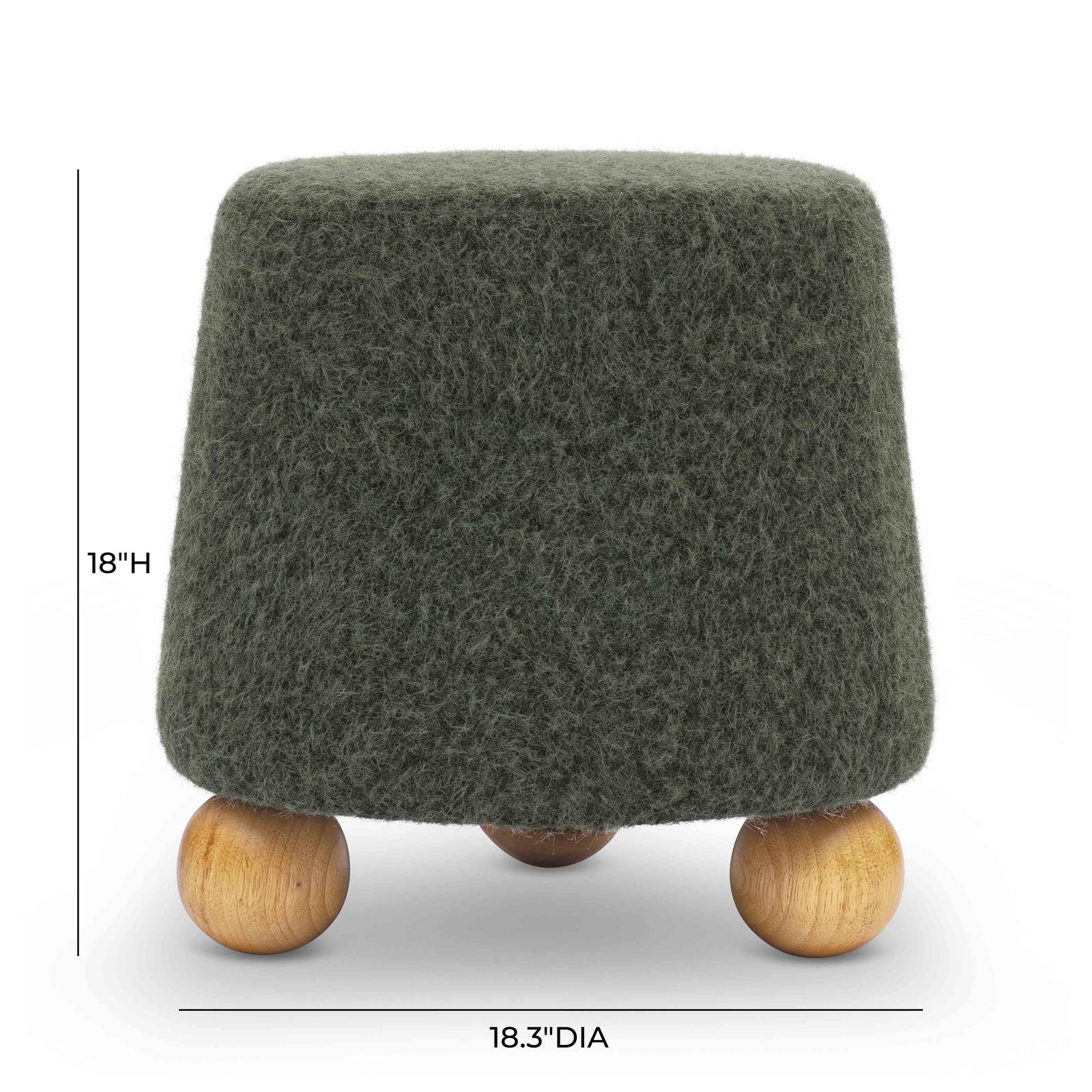 Jaine Forest Green Loose Mohair Ottoman - Image 6