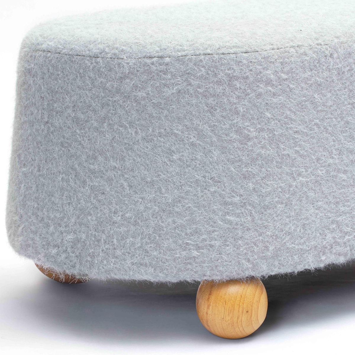 Jaine Stone Grey Loose Mohair Large Ottoman - Image 5