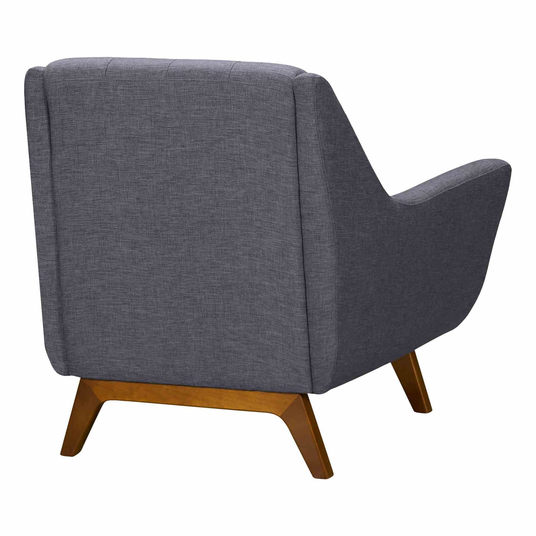 Janson Mid-Century Sofa Chair in Champagne Wood Finish and Dark Gray Fabric - Image 3