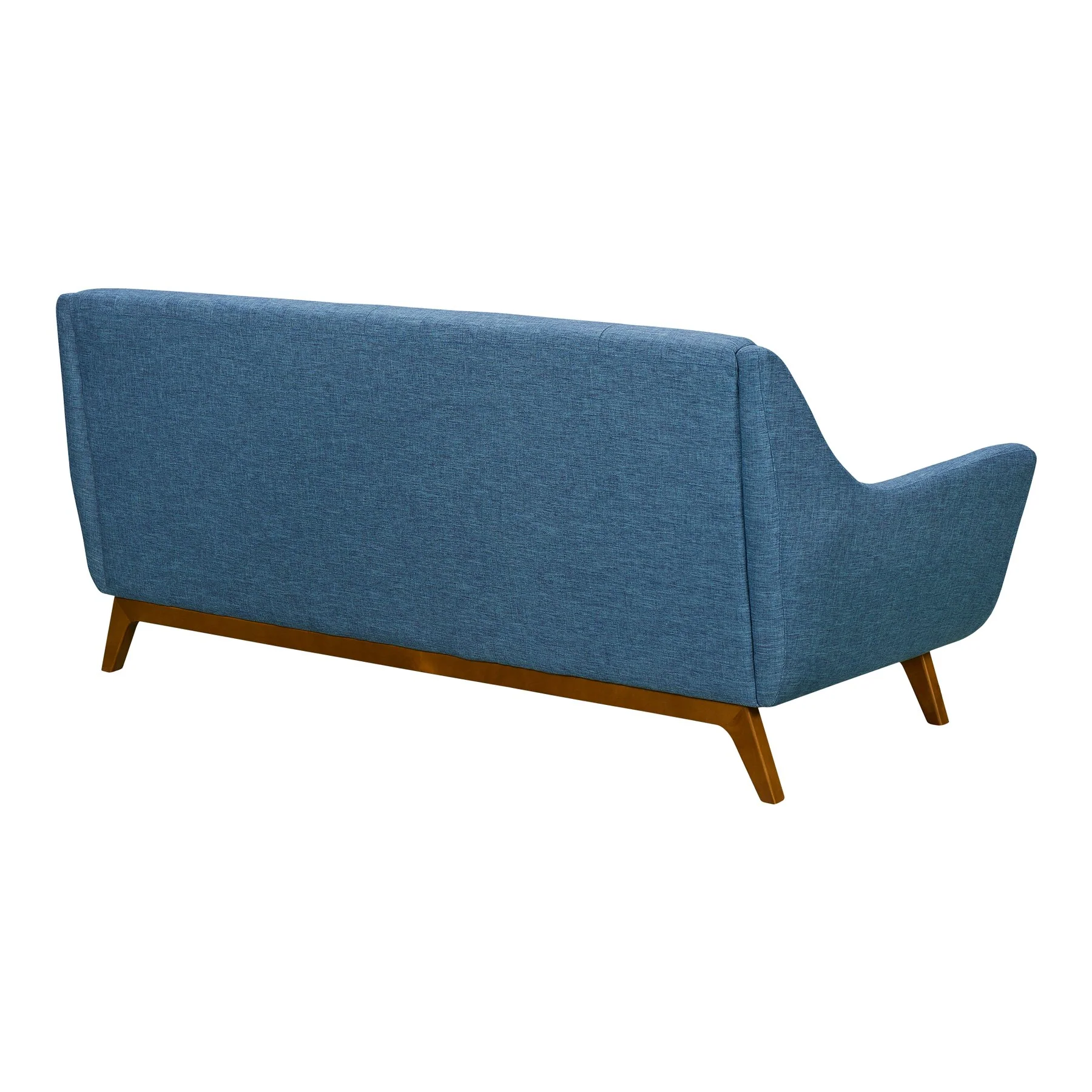 Janson Mid-Century Sofa in Champagne Wood Finish and Blue Fabric - Image 3
