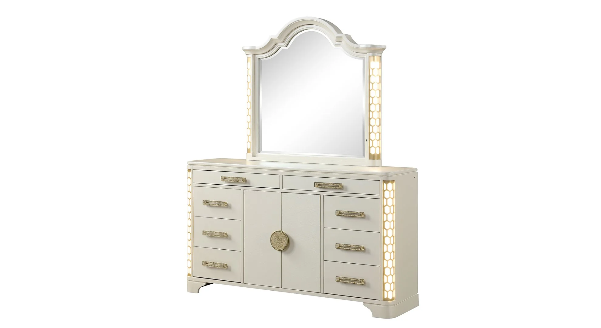 Jasmine King 4 PC with Vanity Bedroom set Beige - Image 11