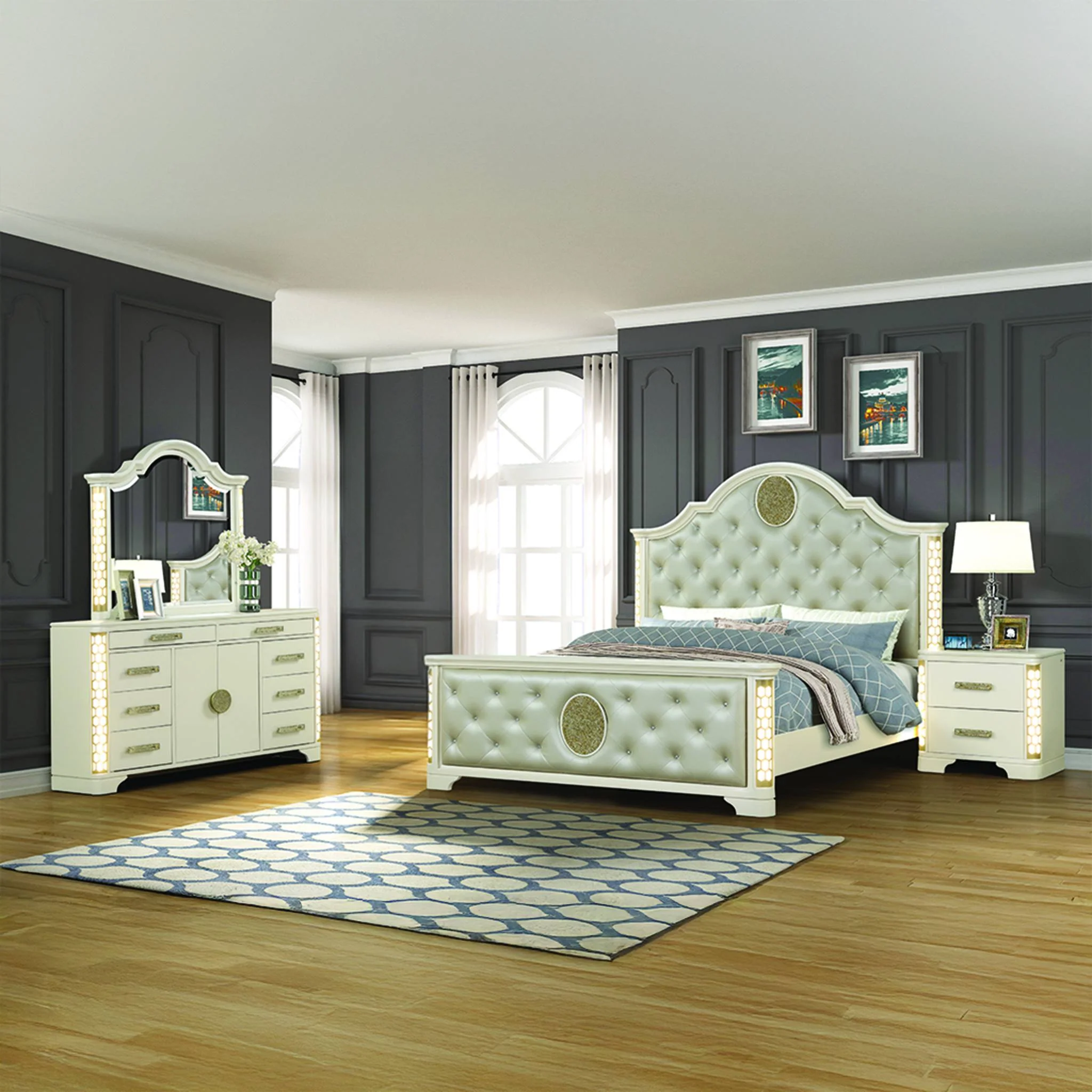 Jasmine King 4PC Bedroom set Beige - Image 16
