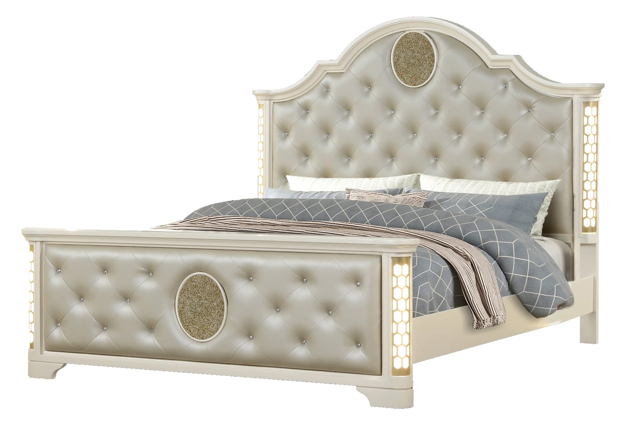 Jasmine Queen 5 PC Bedroom Set Beige - Image 2