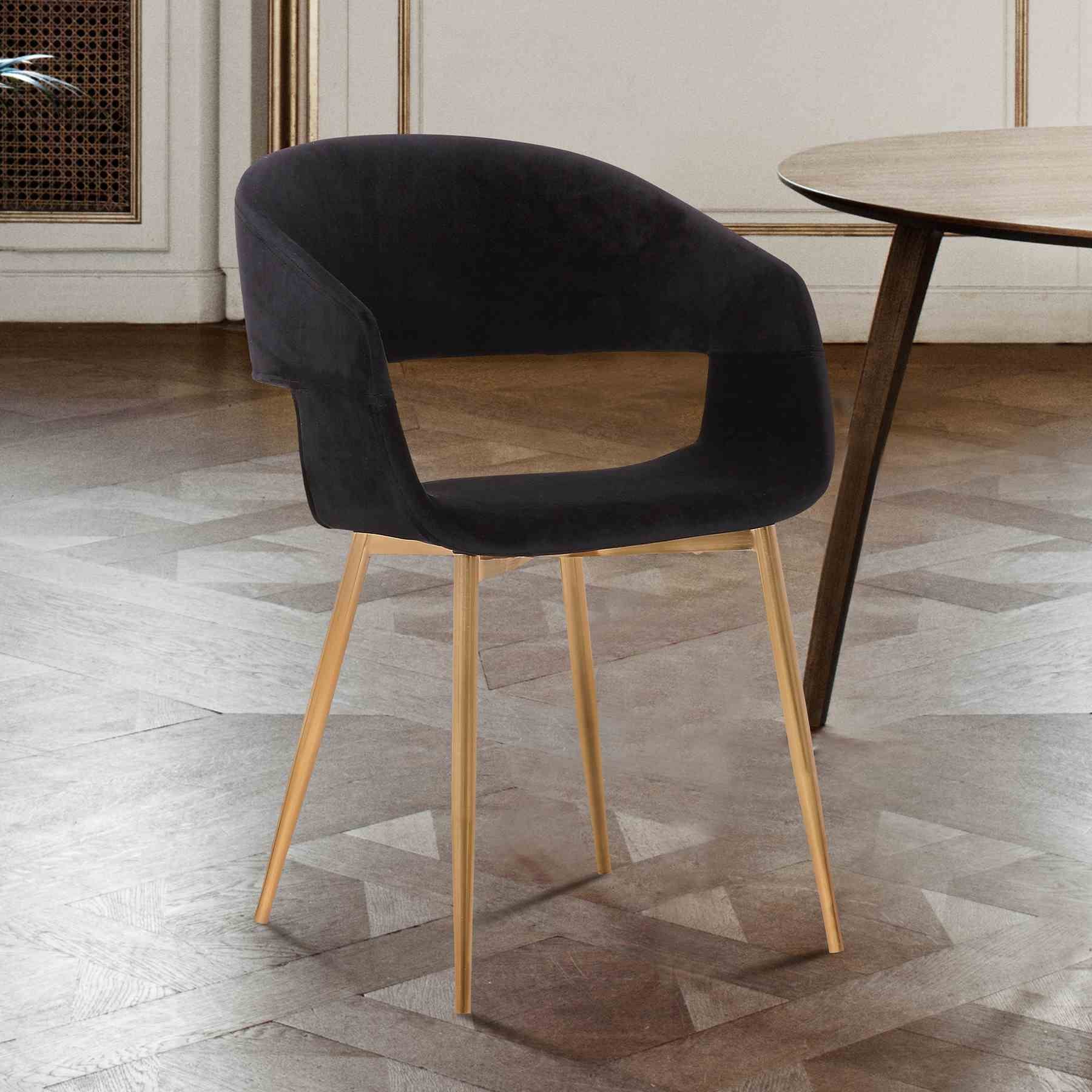 Jocelyn Mid-Century Gray Dining Accent Chair with Black Metal Legs - Image 6