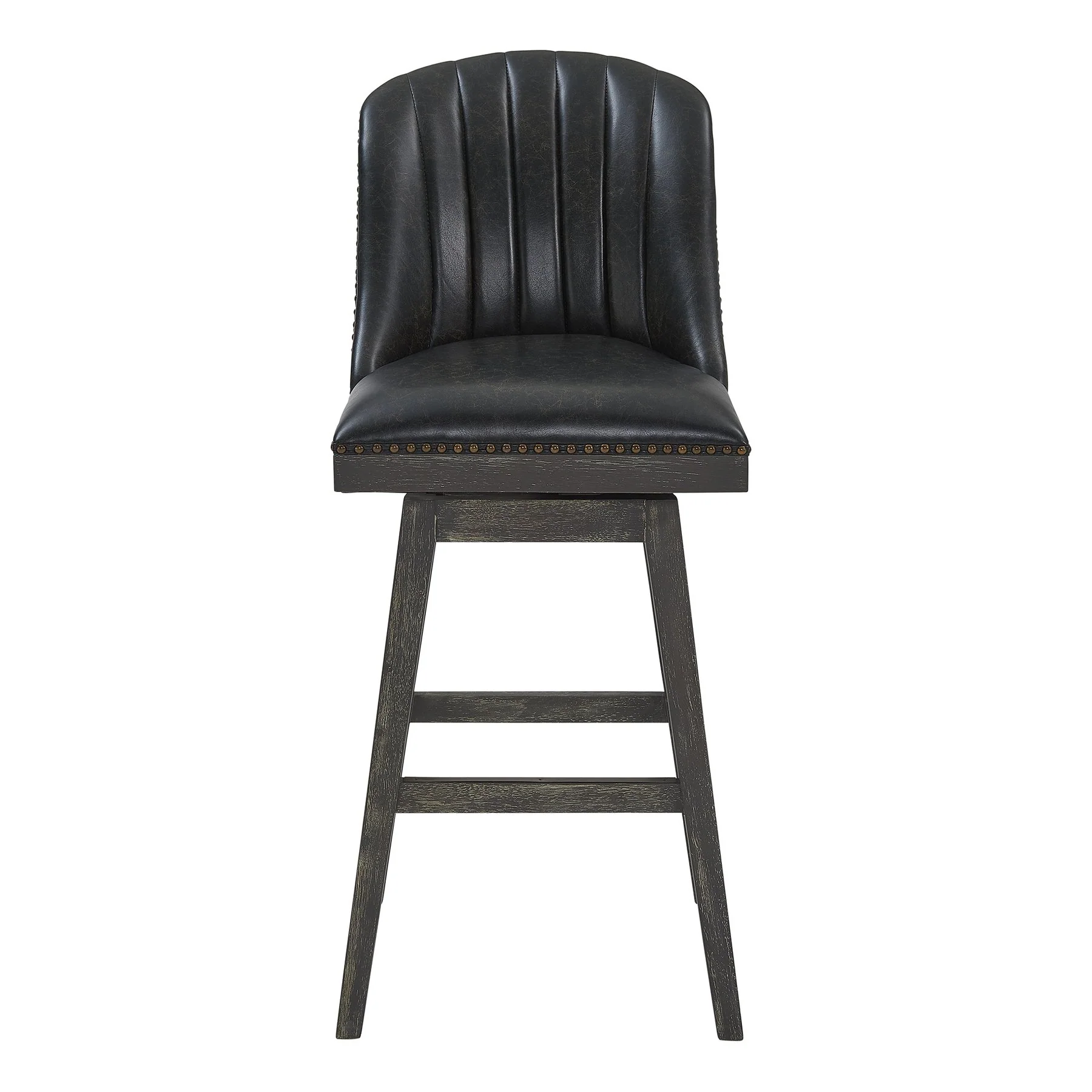 Journey 26" Counter Height Swivel Brown Onyx Faux Leather and American Gray Wood Bar Stool - Image 2