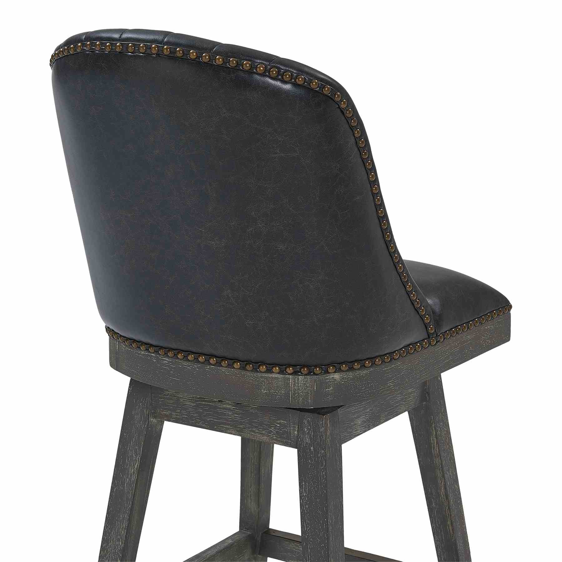 Journey 26" Counter Height Swivel Brown Onyx Faux Leather and American Gray Wood Bar Stool - Image 5