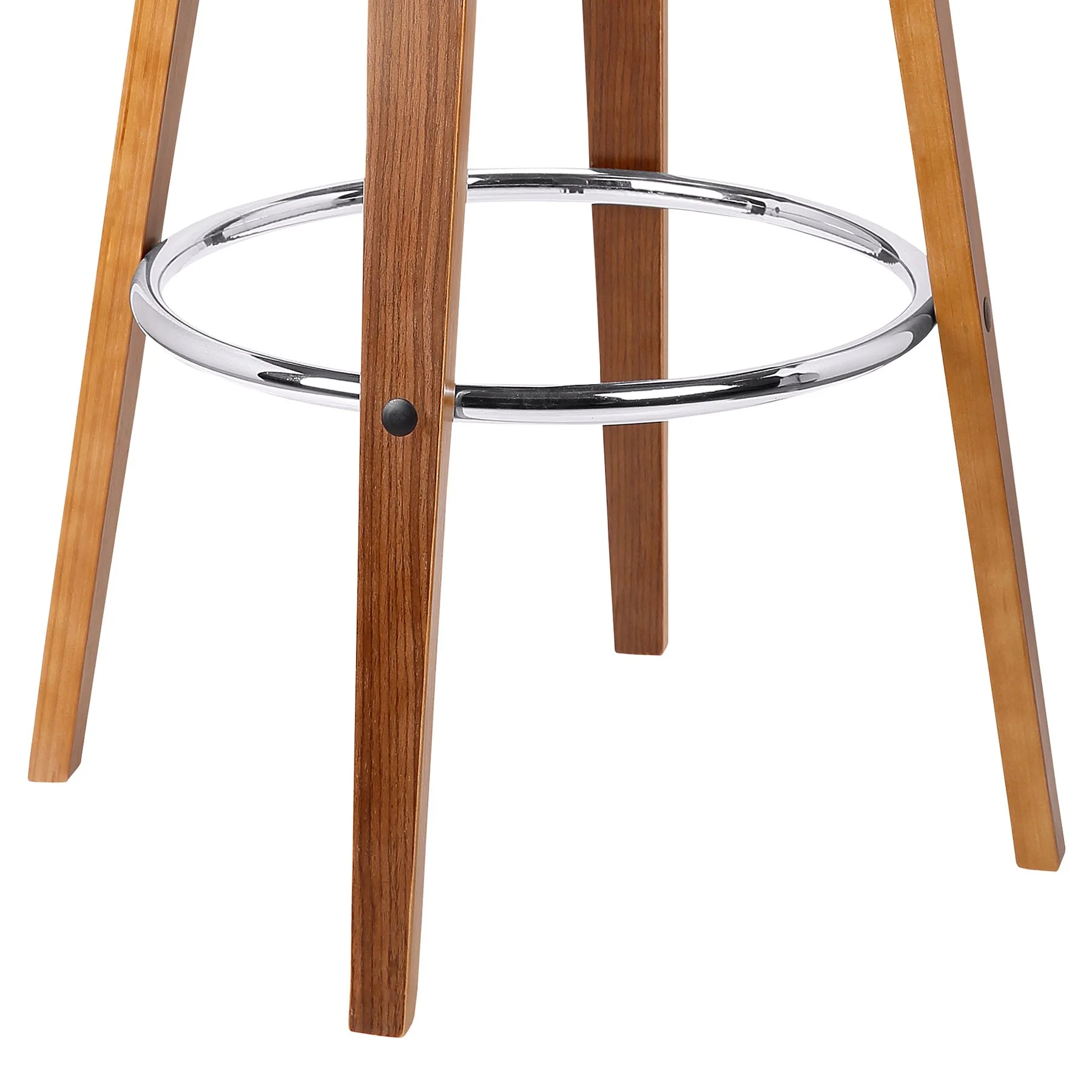 Julyssa 26" Counter Height Swivel Brown Faux Leather and Walnut Wood Bar Stool - Image 6