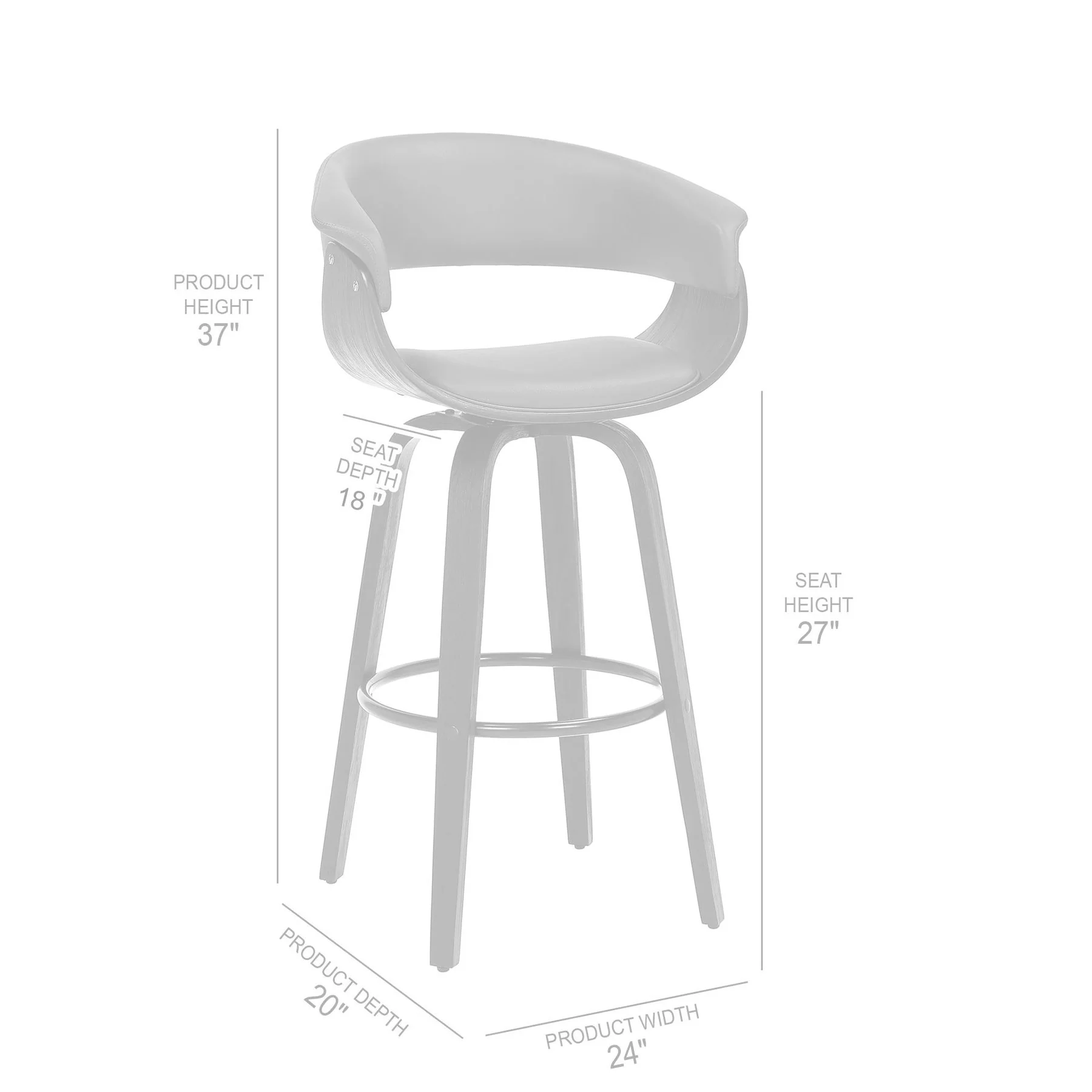 Julyssa 26" Counter Height Swivel Cream Faux Leather and Walnut Wood Bar Stool - Image 8