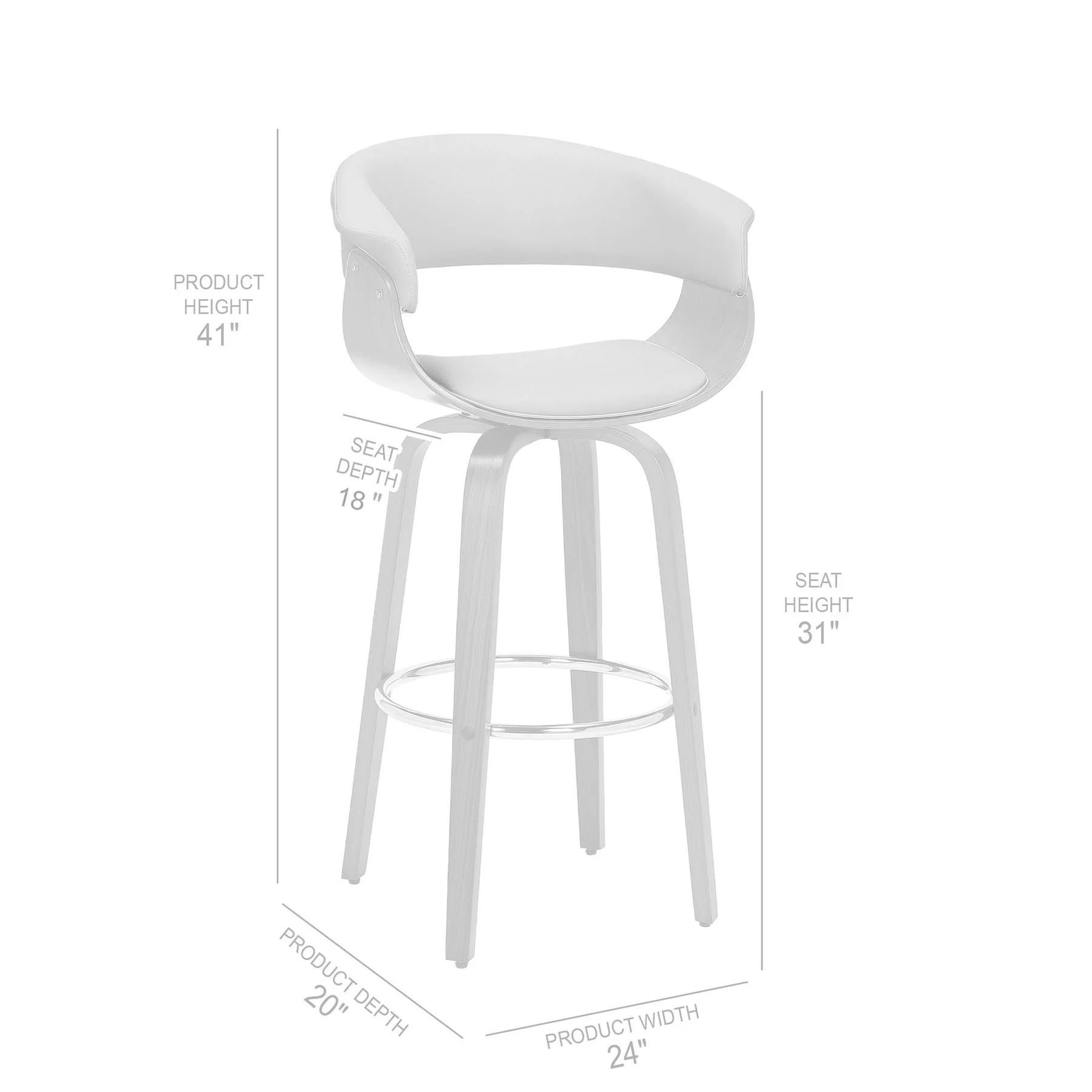 Julyssa 30" Bar Height Swivel Cream Faux Leather and Walnut Wood Bar Stool - Image 8