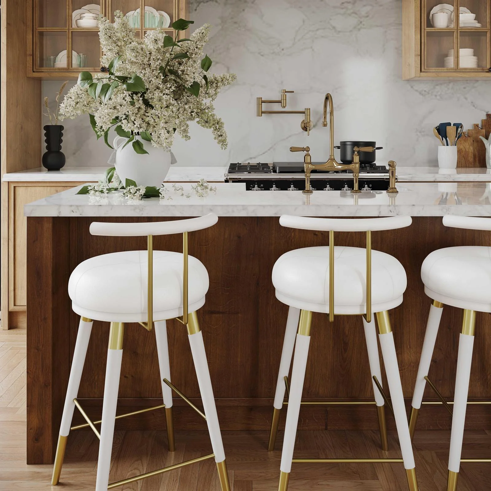 Juniper White Performance Vegan Leather Barstool - Image 2