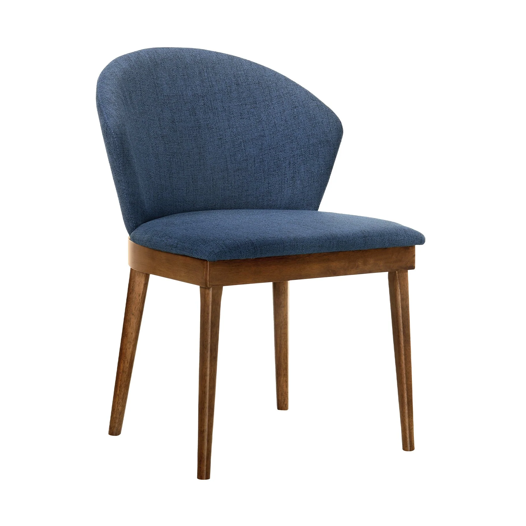 Juno Blue Fabric and Walnut Wood Dining Side Chairs - Set of 2 - Image 2