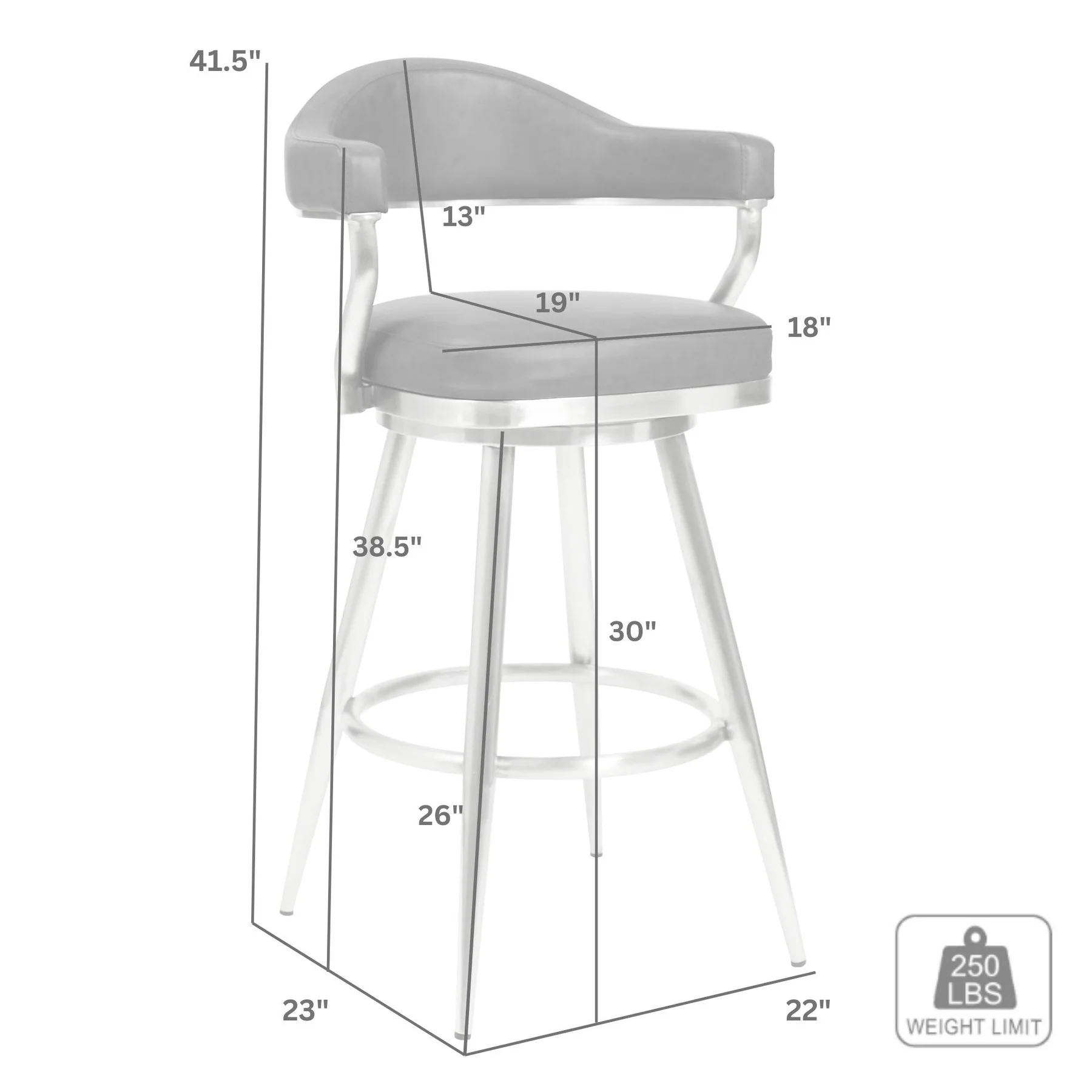 Justin 30" Bar Height Swivel Vintage Black Faux Leather Bar Stool with Black Metal Legs - Image 6