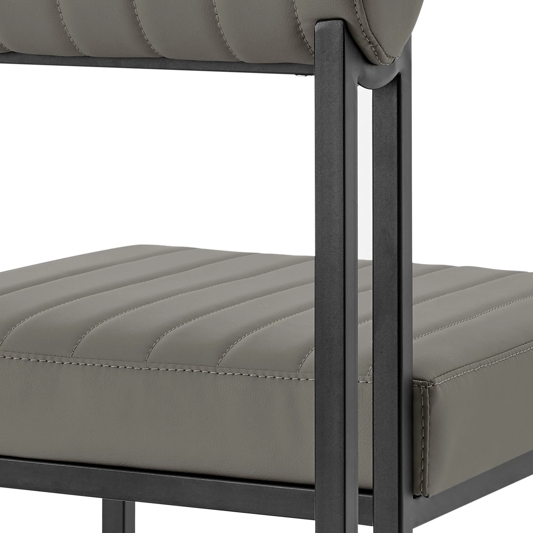 Kai Anastasia 5 Piece Rectangular Glass Dining Table Set with Matte Black Iron and Light Gray Faux Leather - Image 7