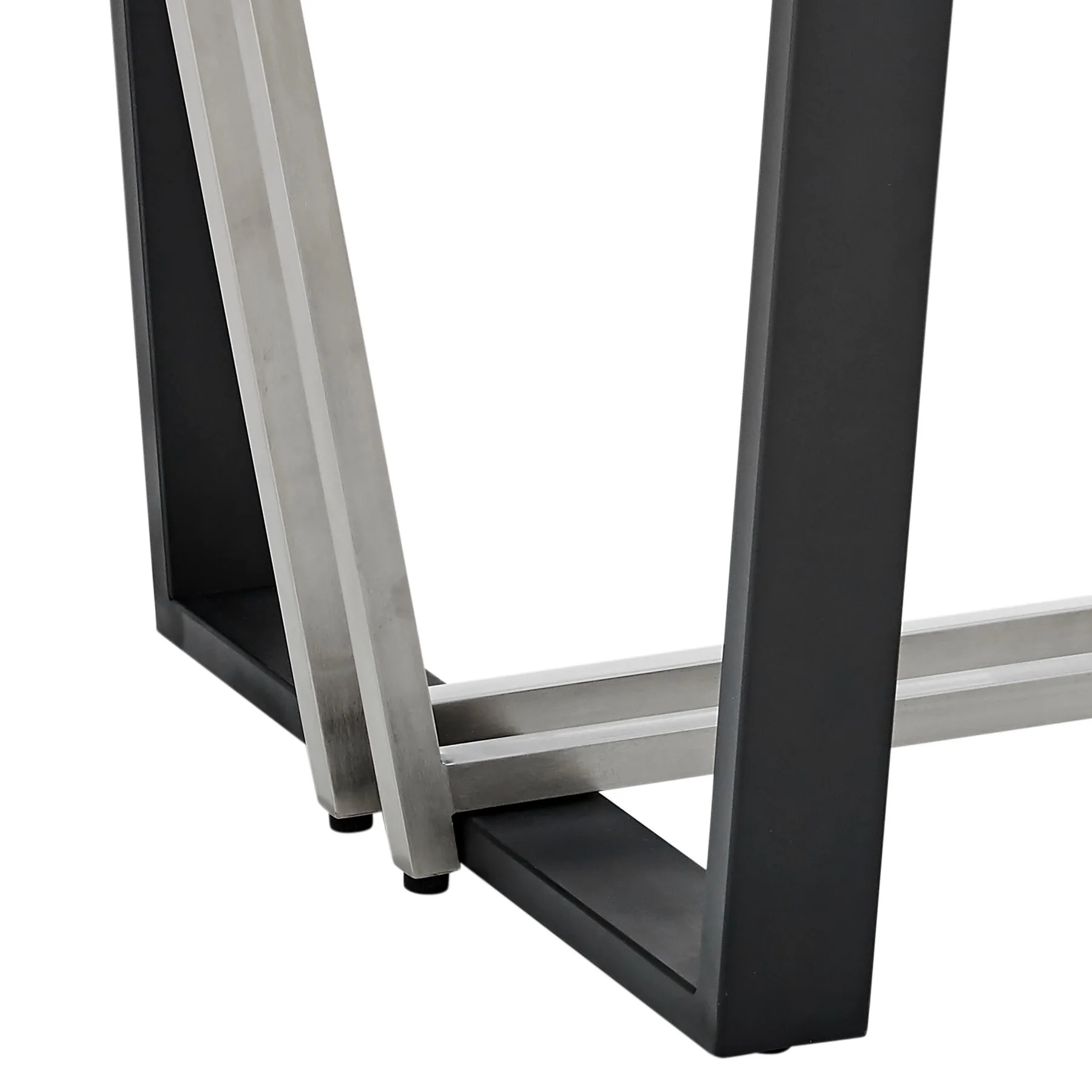 Kai Anastasia 5 Piece Rectangular Glass Dining Table Set with Matte Black Iron and Light Gray Faux Leather - Image 9