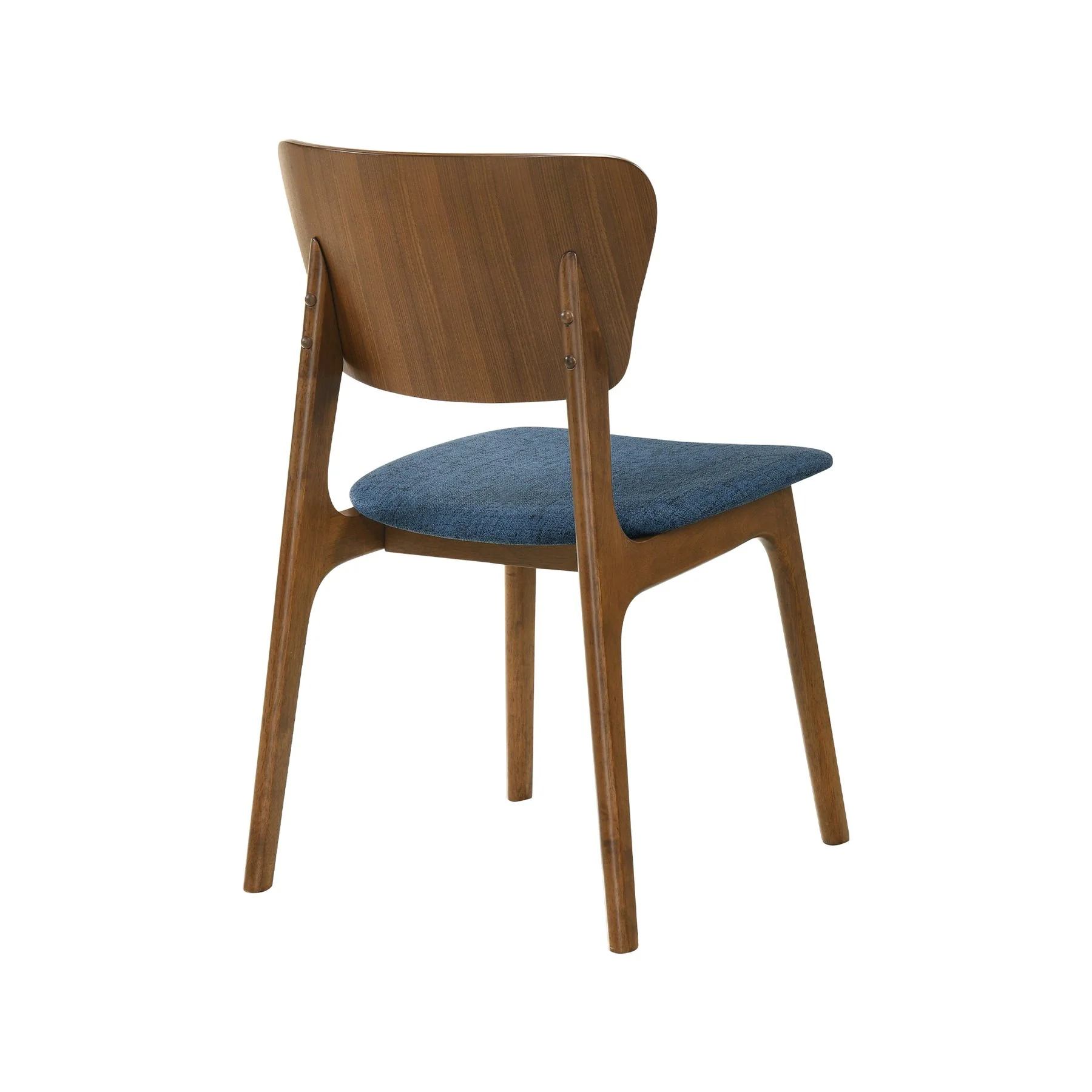 Kalia 5 Piece Wood Dining Set in Walnut Finish with Blue Fabric - Image 3