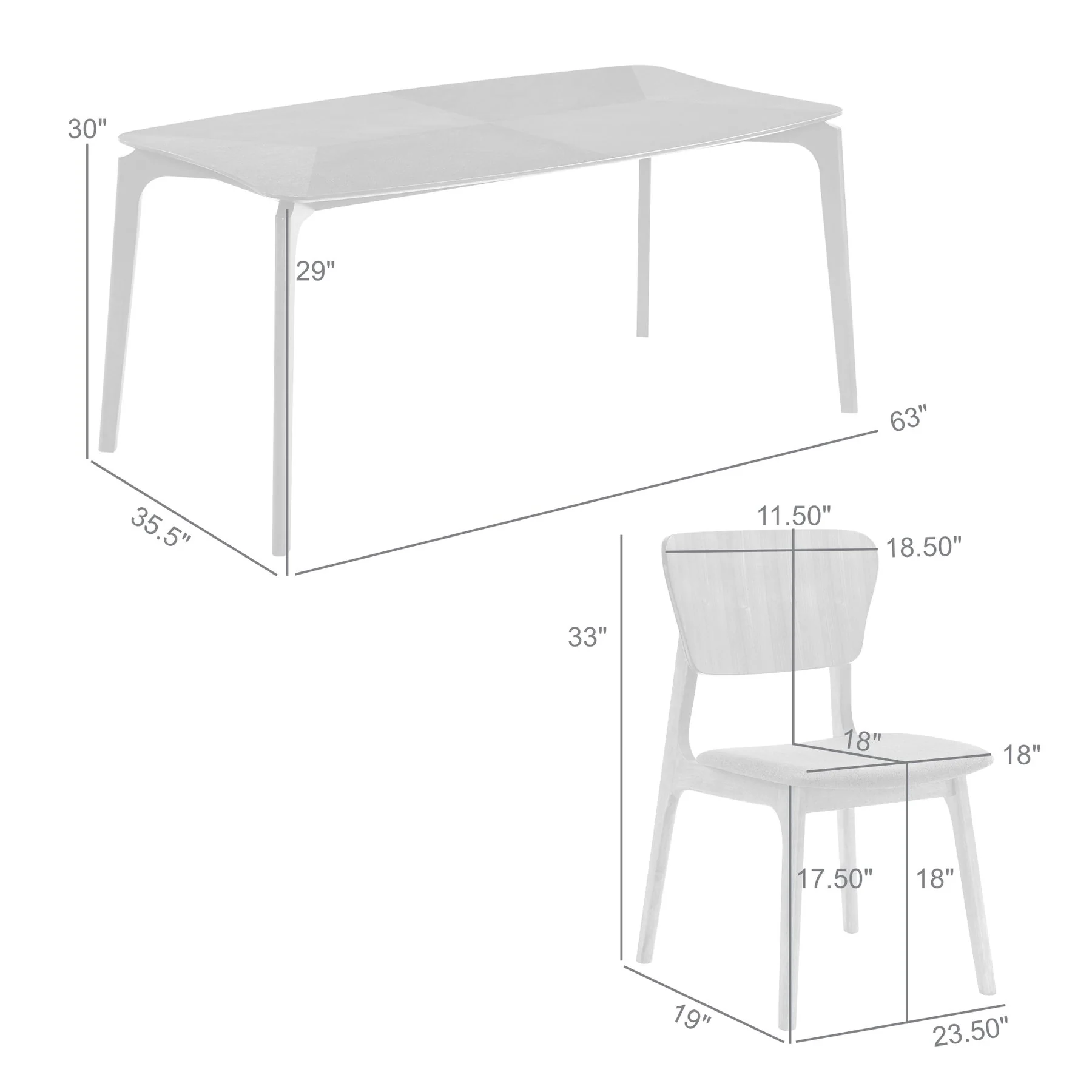 Kalia 5 Piece Wood Dining Set in Walnut Finish with Charcoal Fabric - Image 10