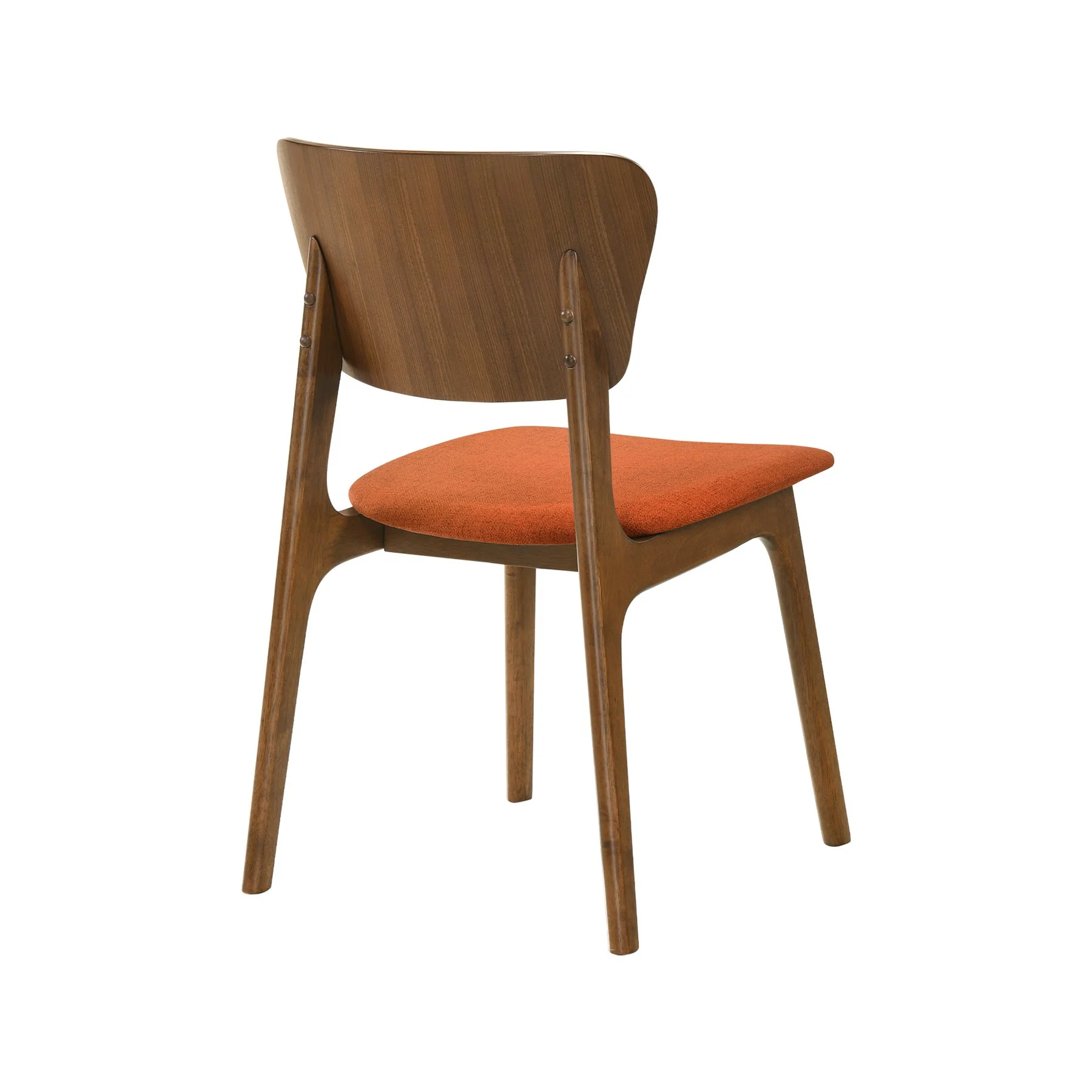 Kalia Wood Dining Chair in Walnut Finish with Orange Fabric - Set of 2 - Image 4