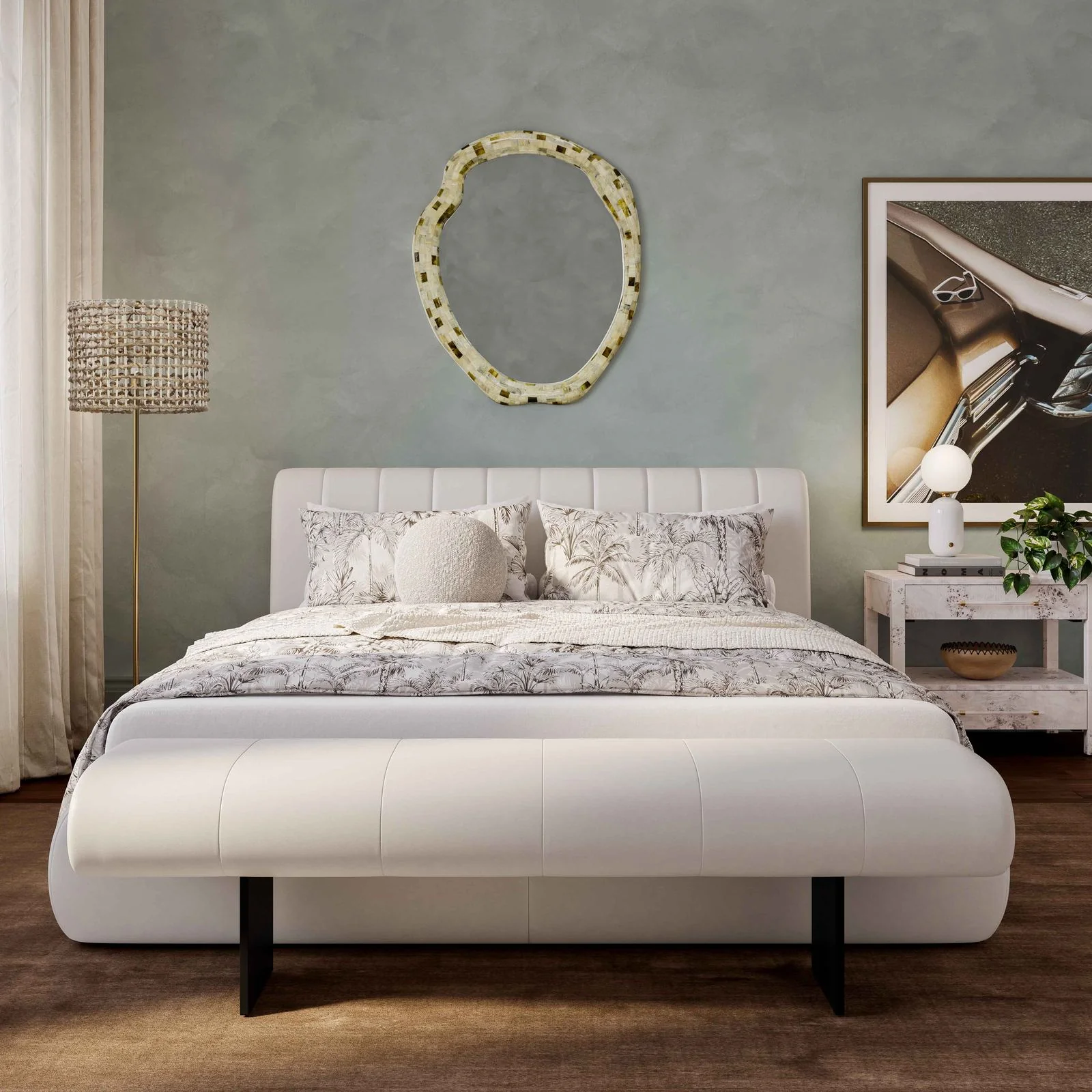 Karol Cream Vegan Leather King Bed - Image 2