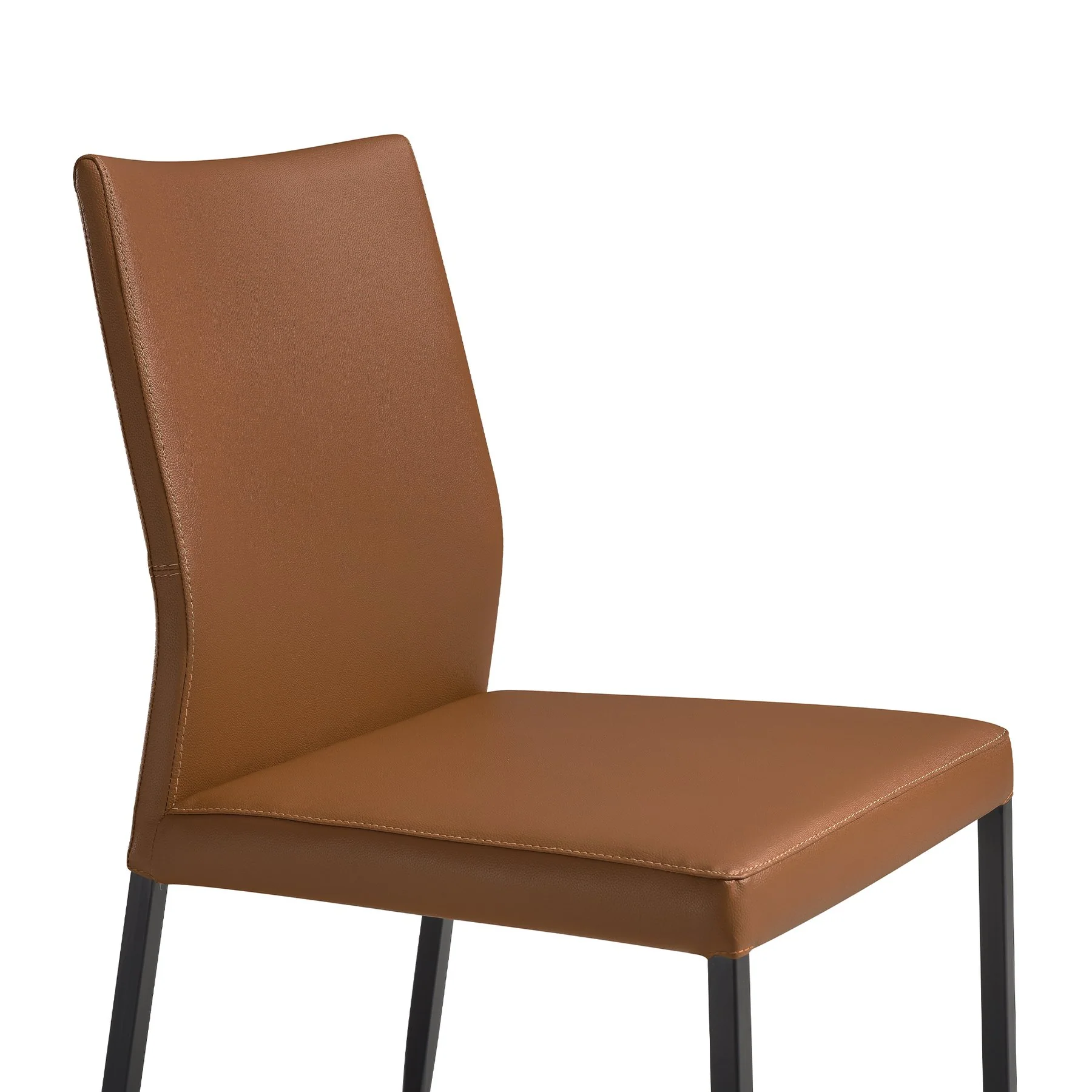 Kash Upholstered Dining Chair in Brown Faux Leather with Black Metal Legs - Set of 2 - Image 6