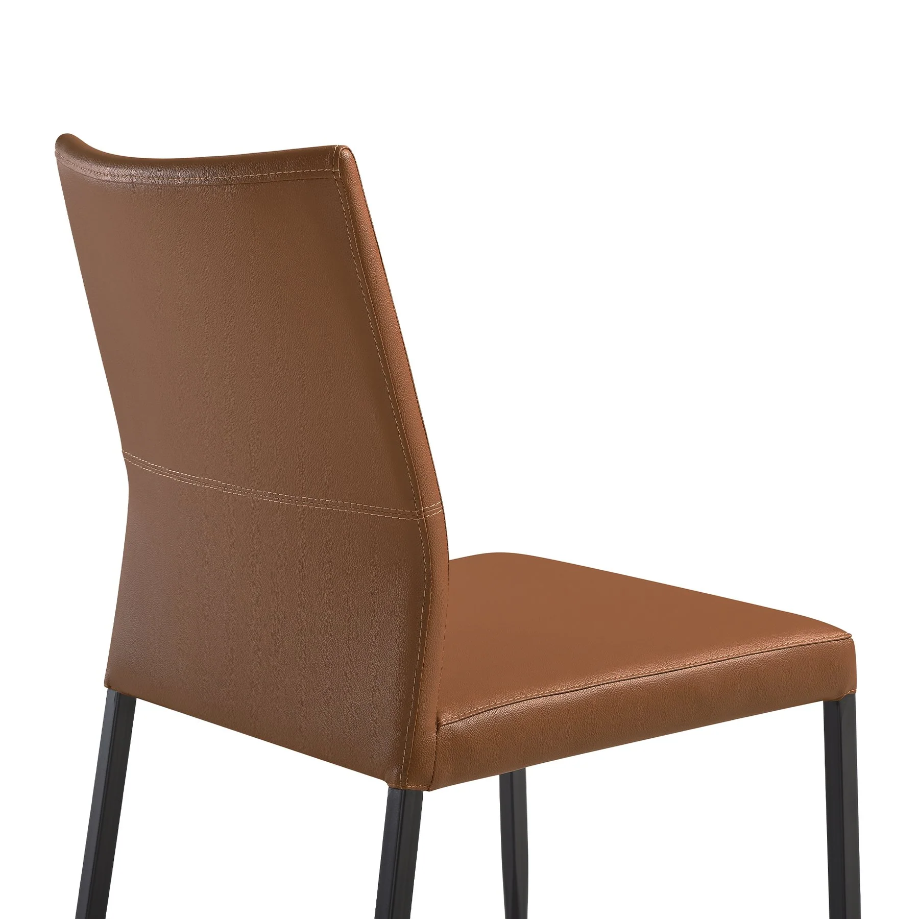 Kash Upholstered Dining Chair in Brown Faux Leather with Black Metal Legs - Set of 2 - Image 7