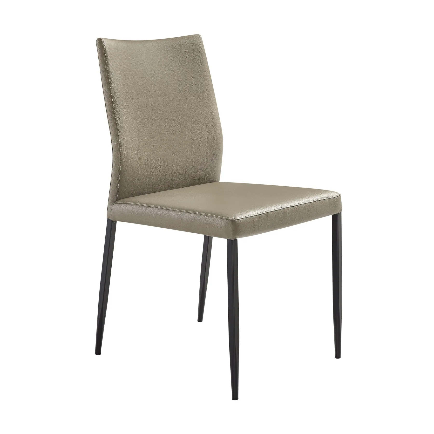 Kash Upholstered Dining Chair in Taupe Gray Faux Leather and Black Metal Legs - Set of 2 - Image 2