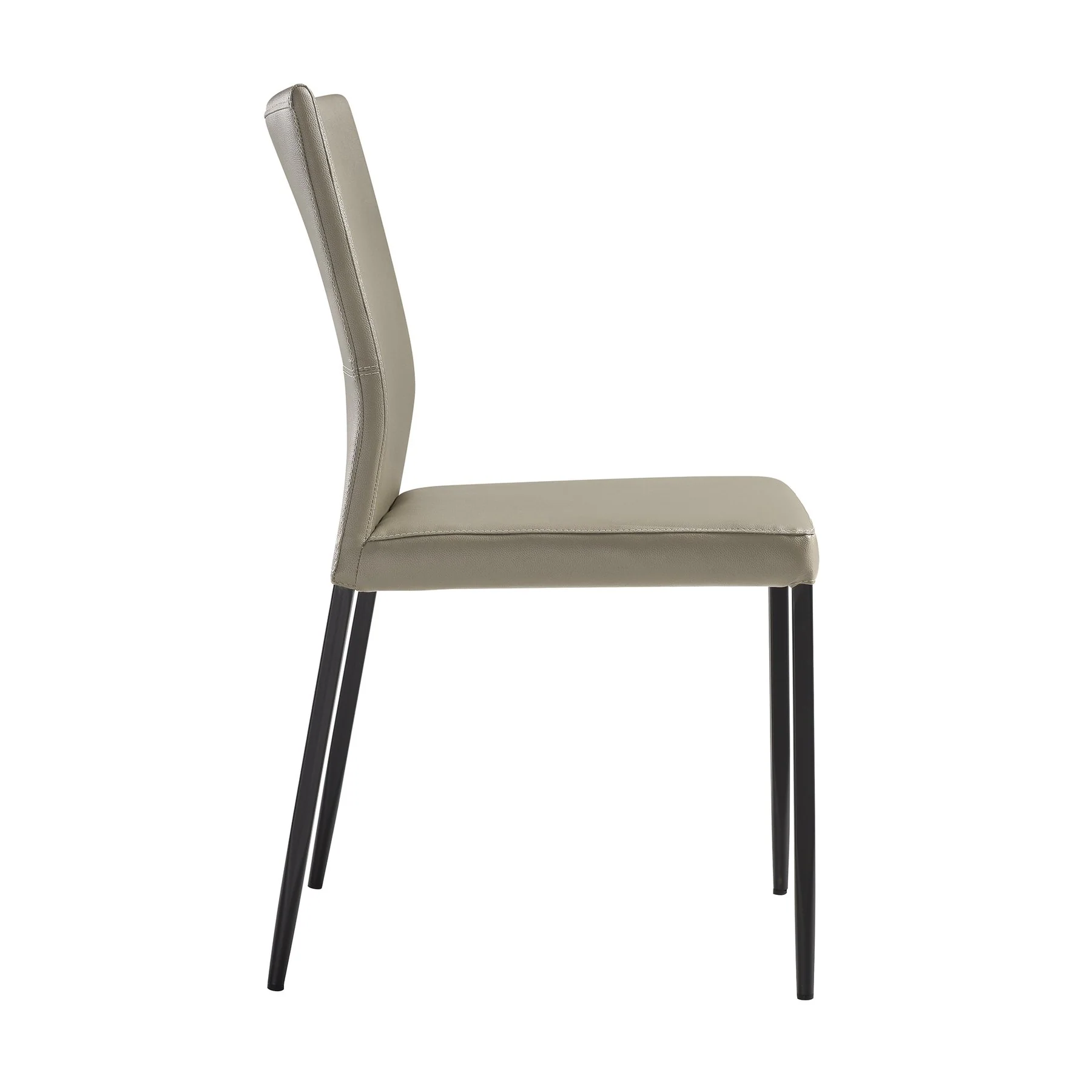 Kash Upholstered Dining Chair in Taupe Gray Faux Leather and Black Metal Legs - Set of 2 - Image 4