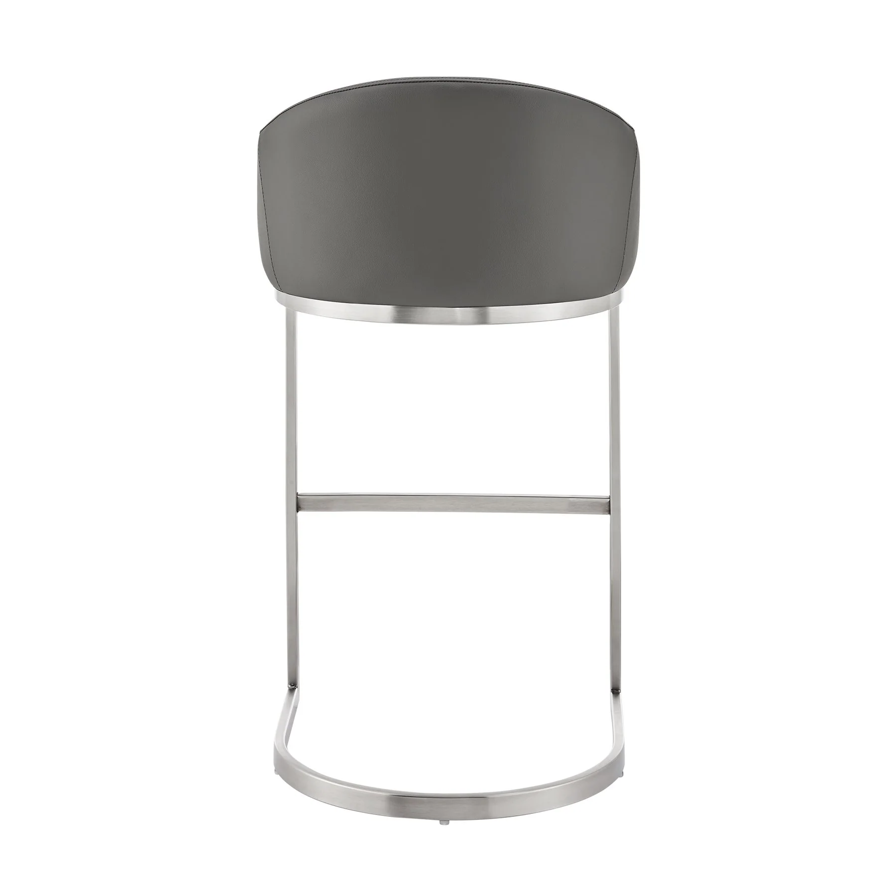 Katherine 26" Counter Stool in Brushed Stainless Steel with Gray Faux Leather - Image 5
