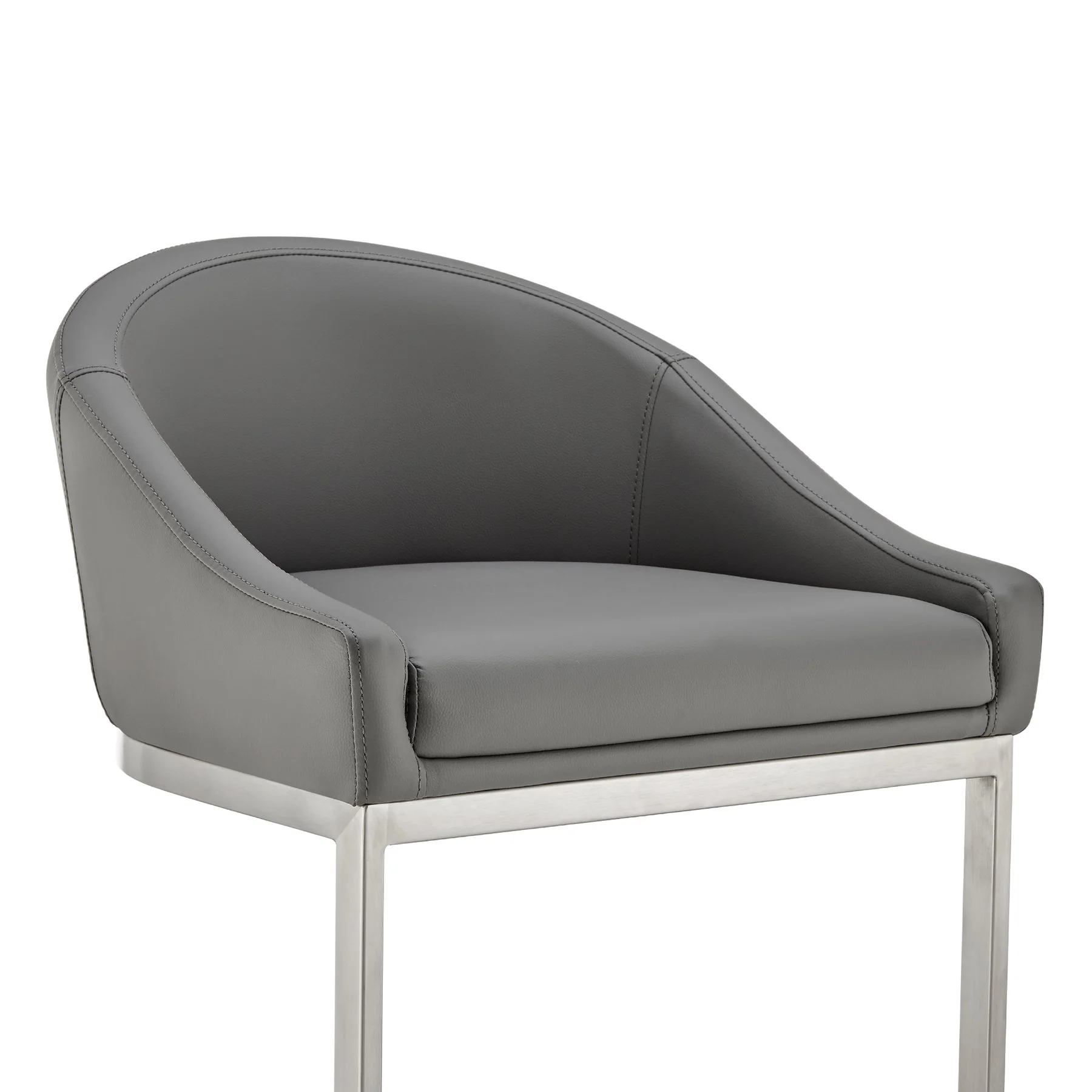 Katherine 26" Counter Stool in Brushed Stainless Steel with Gray Faux Leather - Image 6